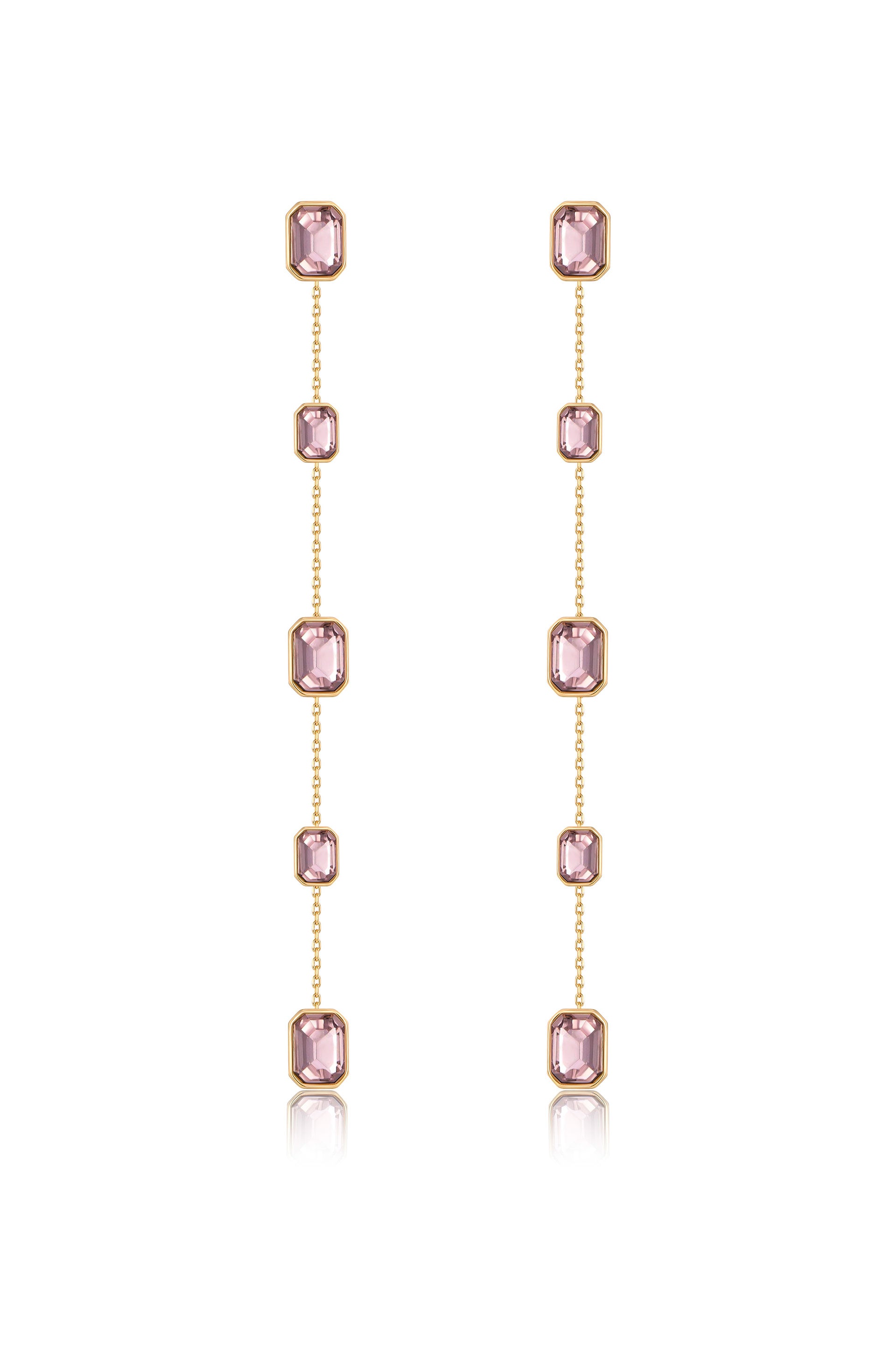 Iconic Crystal Dangle Earrings in light rose crystals