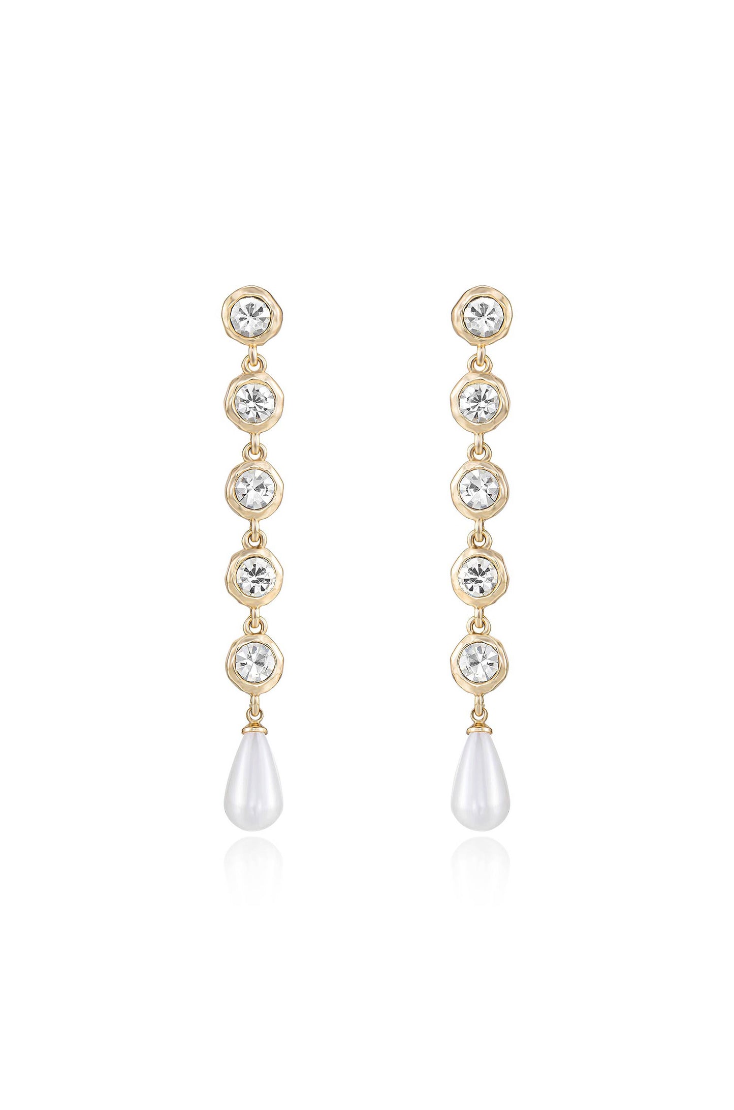 Elegantly Modern Crystal and Pearl Dangle Earrings