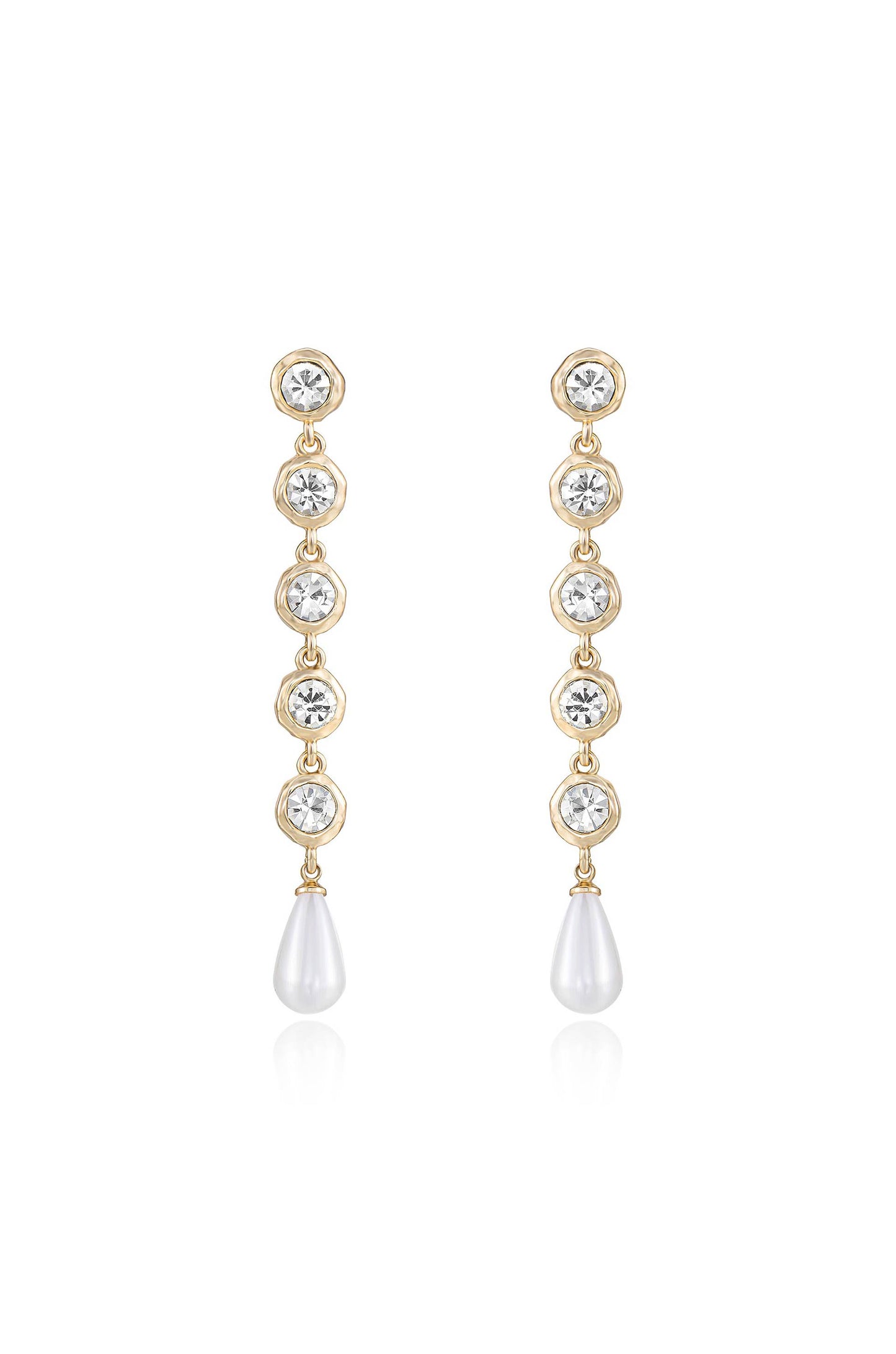 Elegantly Modern Crystal and Pearl Dangle Earrings