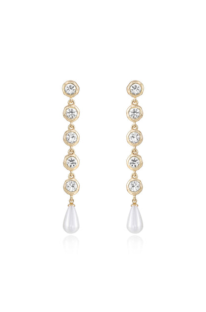 Elegantly Modern Crystal and Pearl Dangle Earrings
