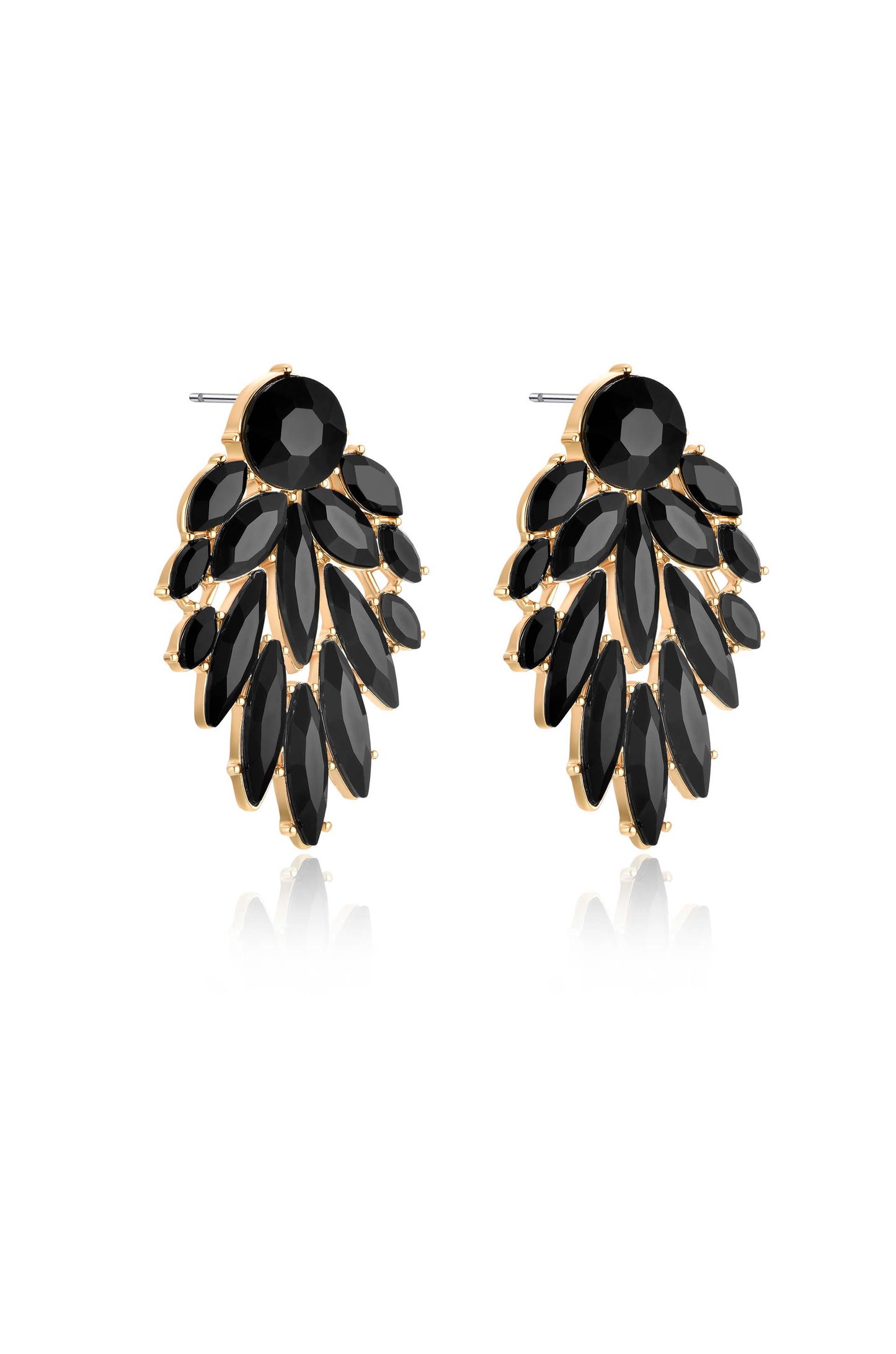 Cry Me A River 18k Gold Plated Earrings in black on white side view