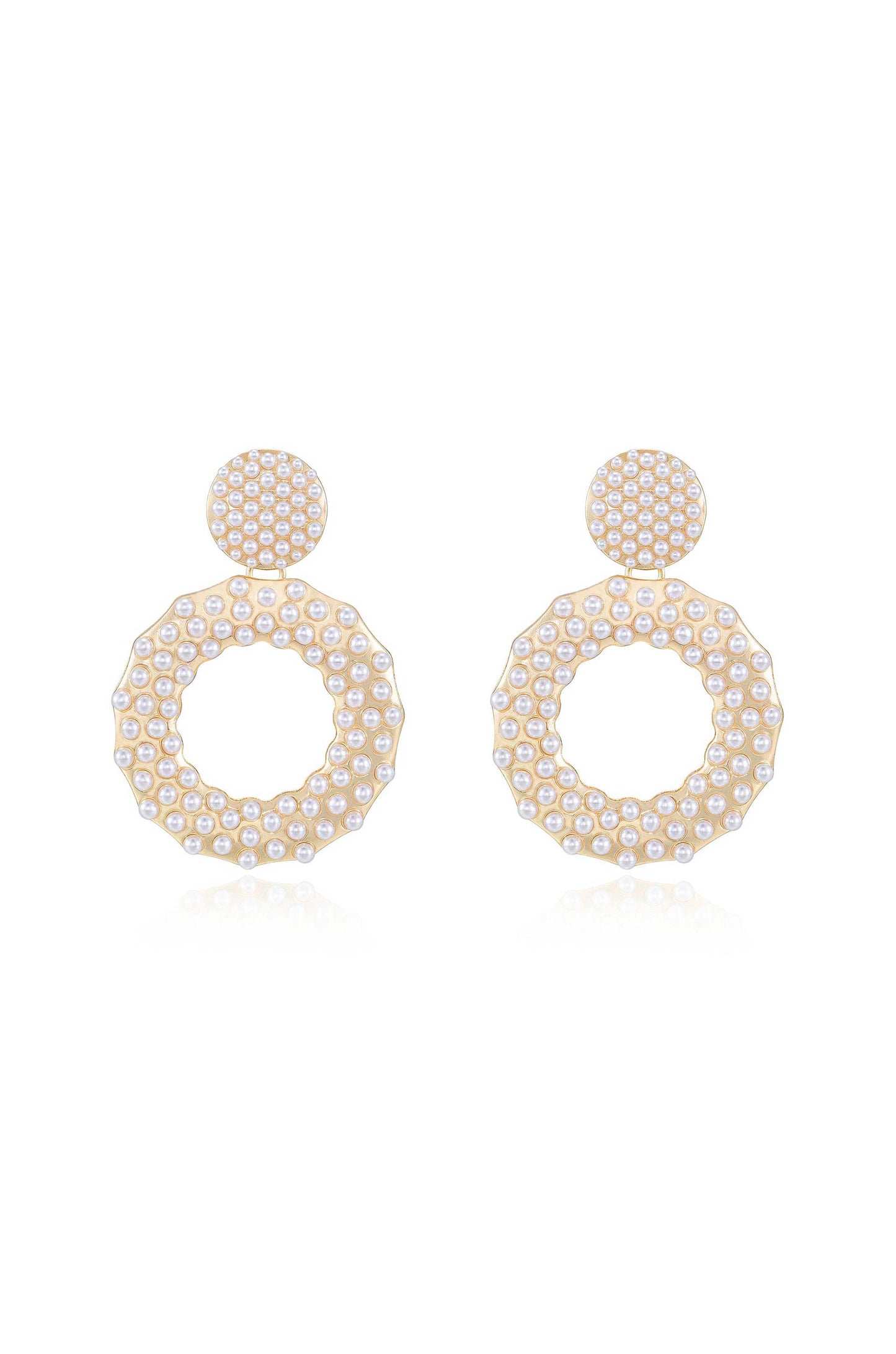 You're The Moment Pearl and Crystal 18k Gold Plated Earrings on white