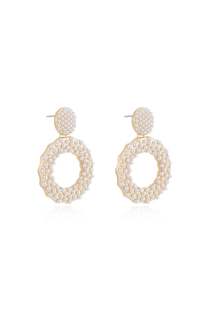 You're The Moment Pearl and Crystal 18k Gold Plated Earrings on white side view