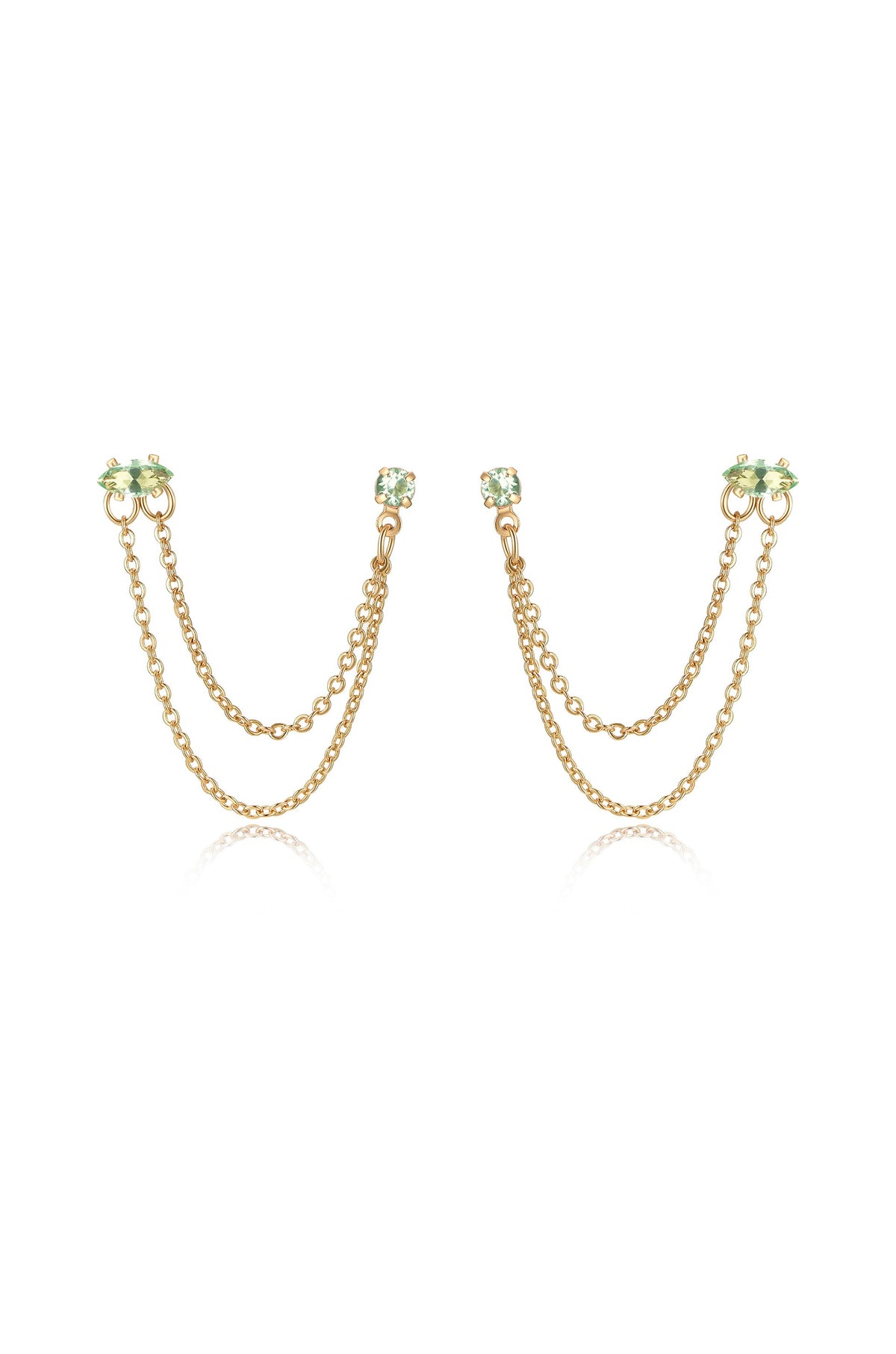 Double Piercing Chain Dangle Earrings