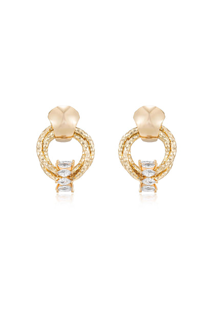 Mini Barrel 18k Gold Plated Crystal Earrings on white