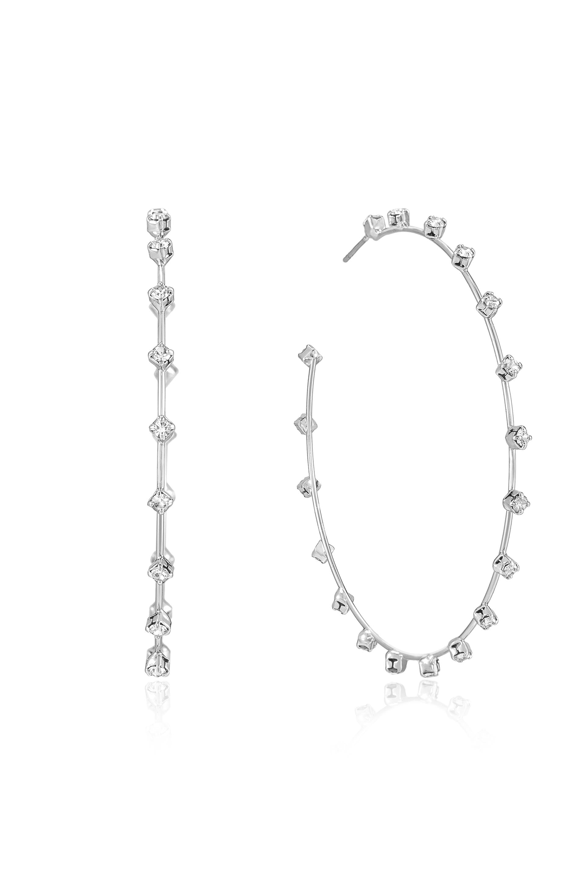 Simple Spark Crystal Hoops in rhodium