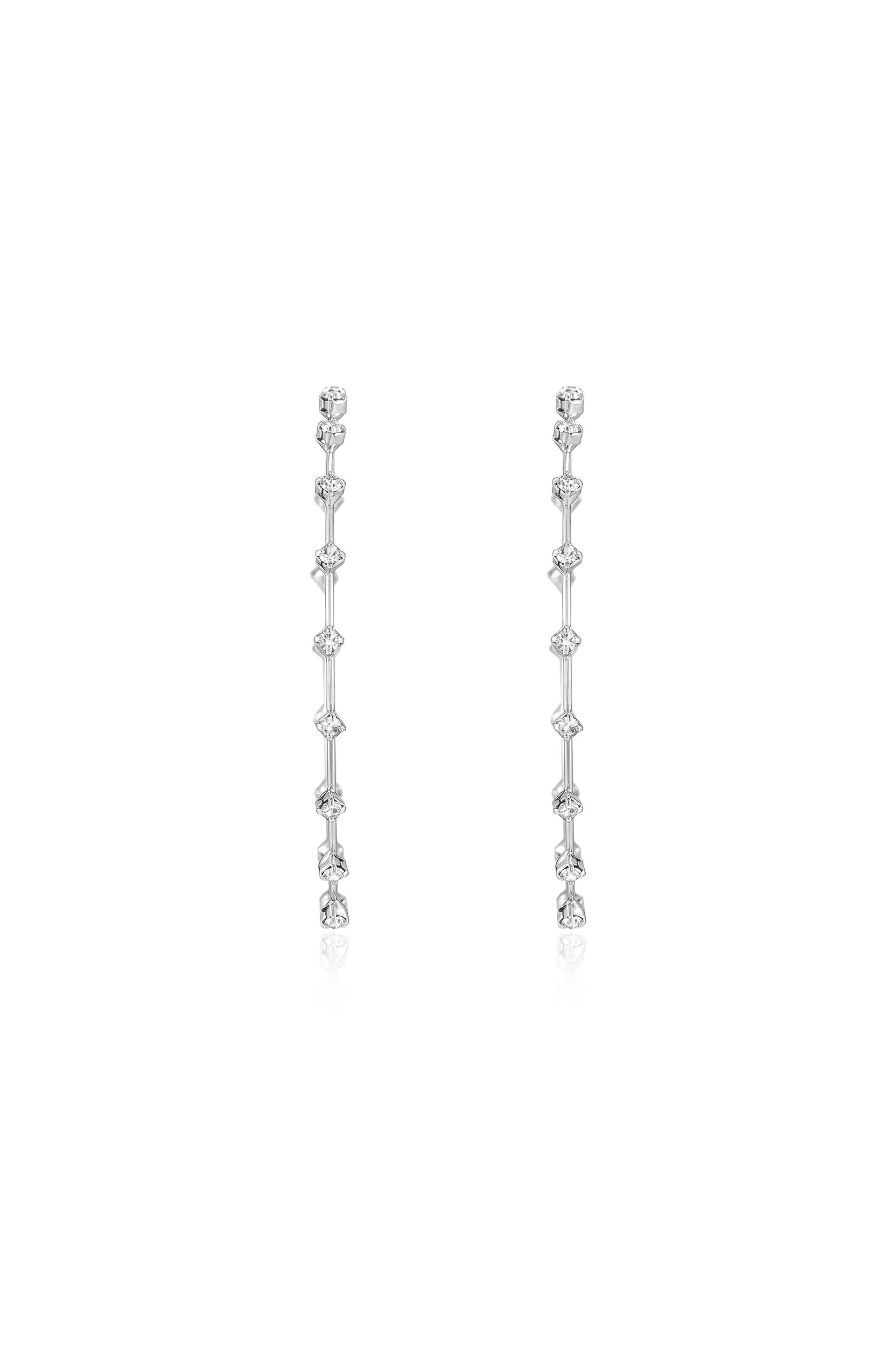 Simple Spark Crystal Hoops in rhodium front view