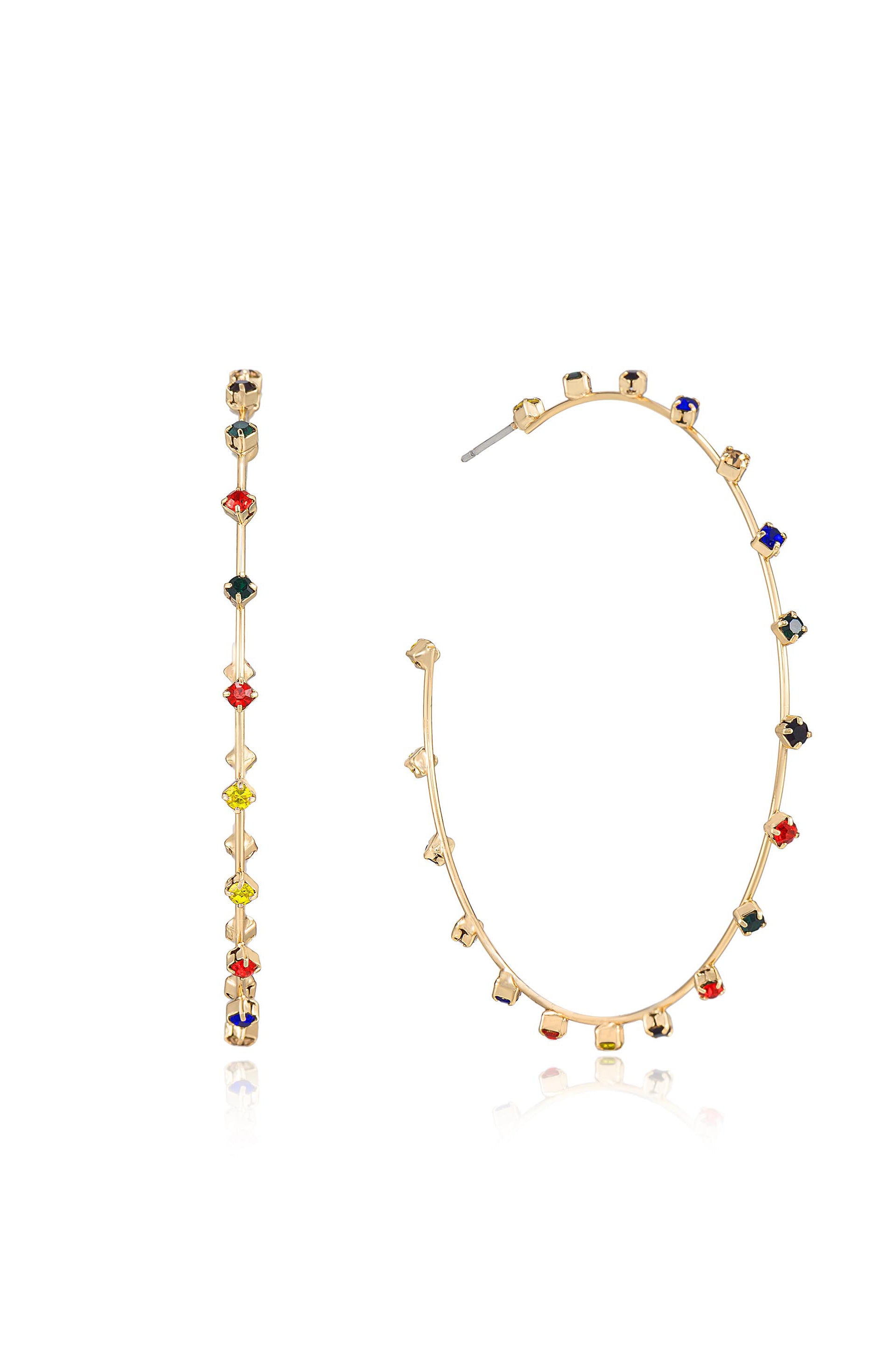 Simple Spark Crystal Hoops in rainbow 