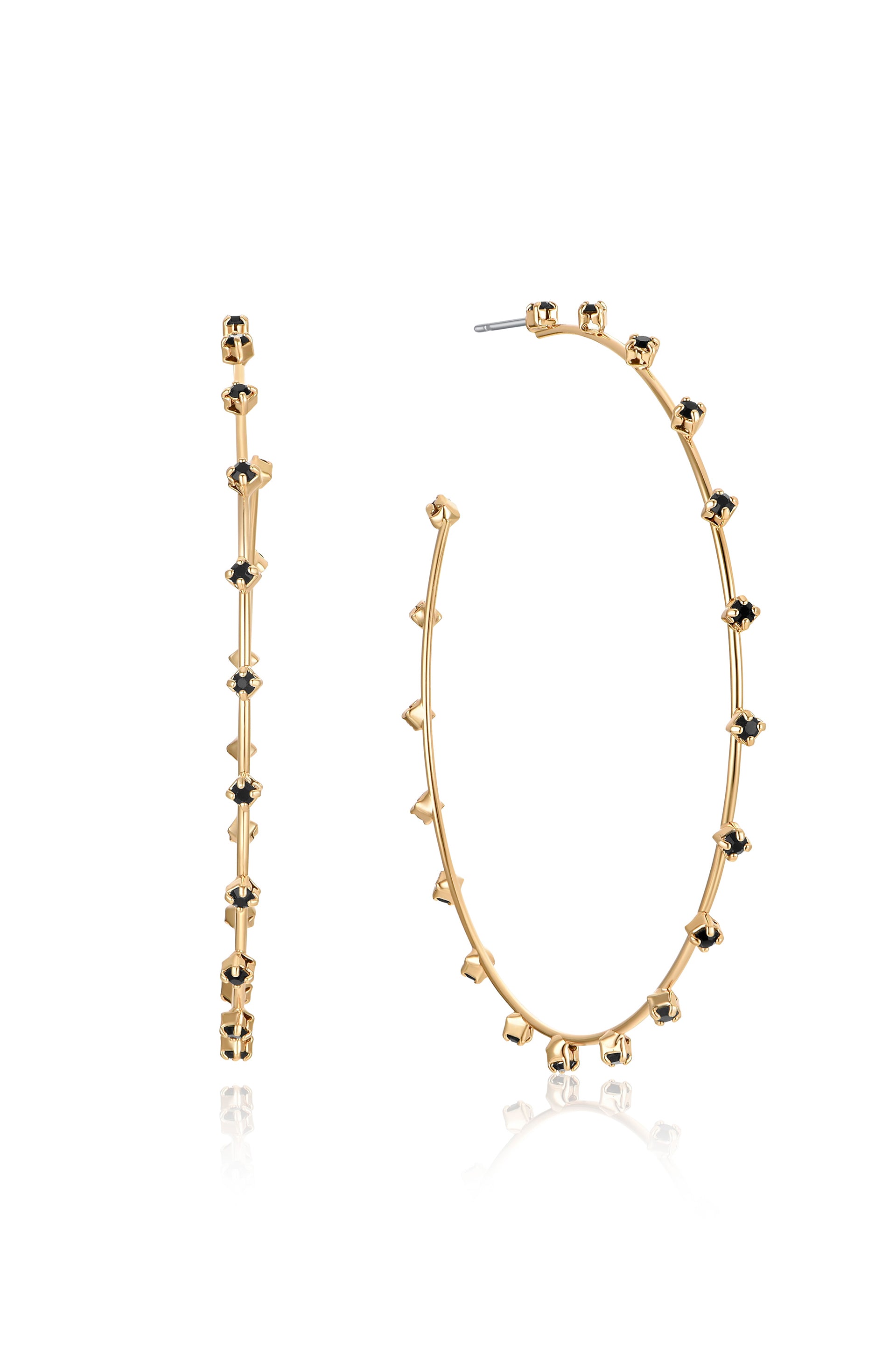 Simple Spark Crystal Hoops in black