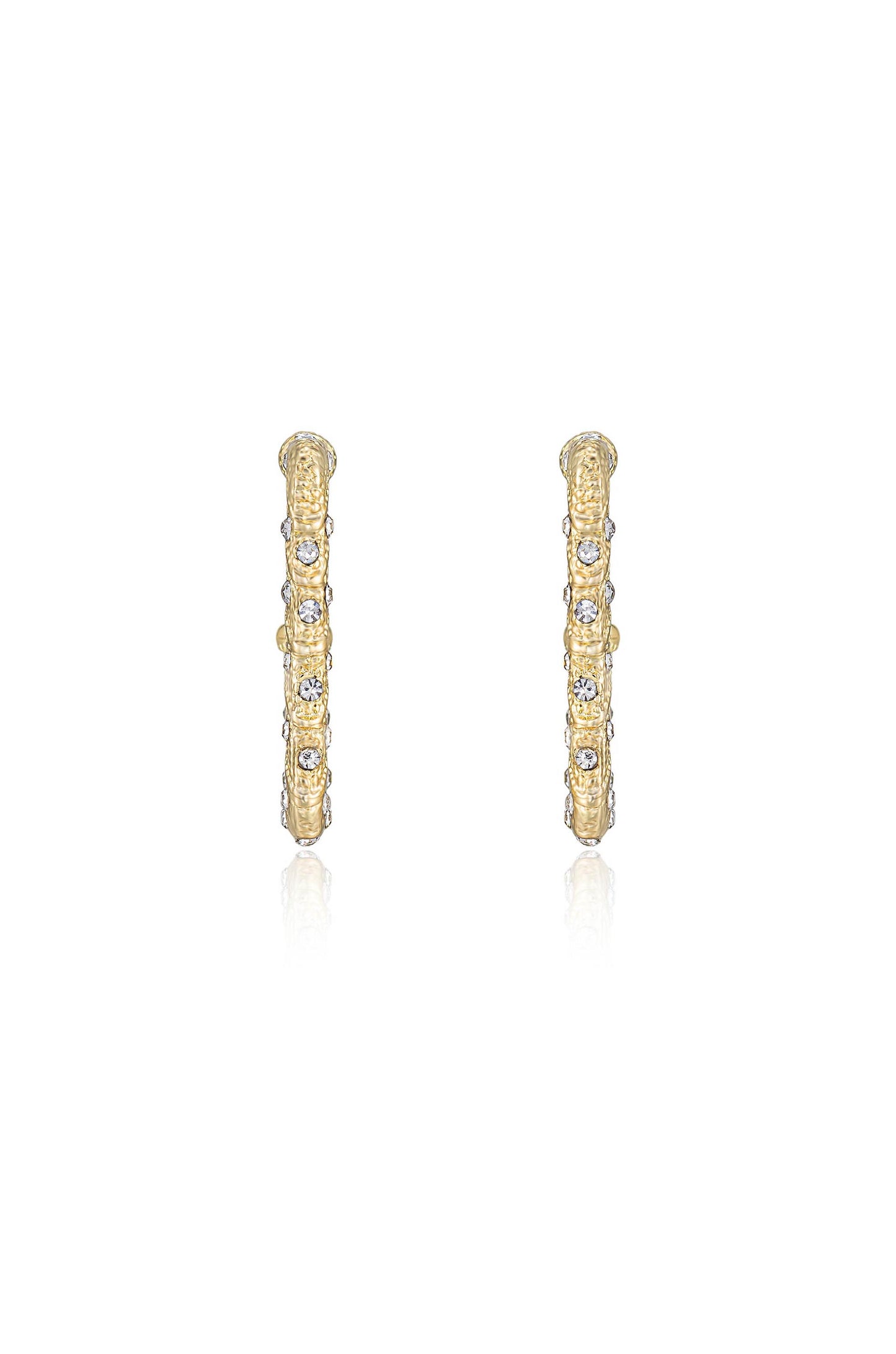 Crystal Studded 18k Gold Plated Rectangle Earrings front