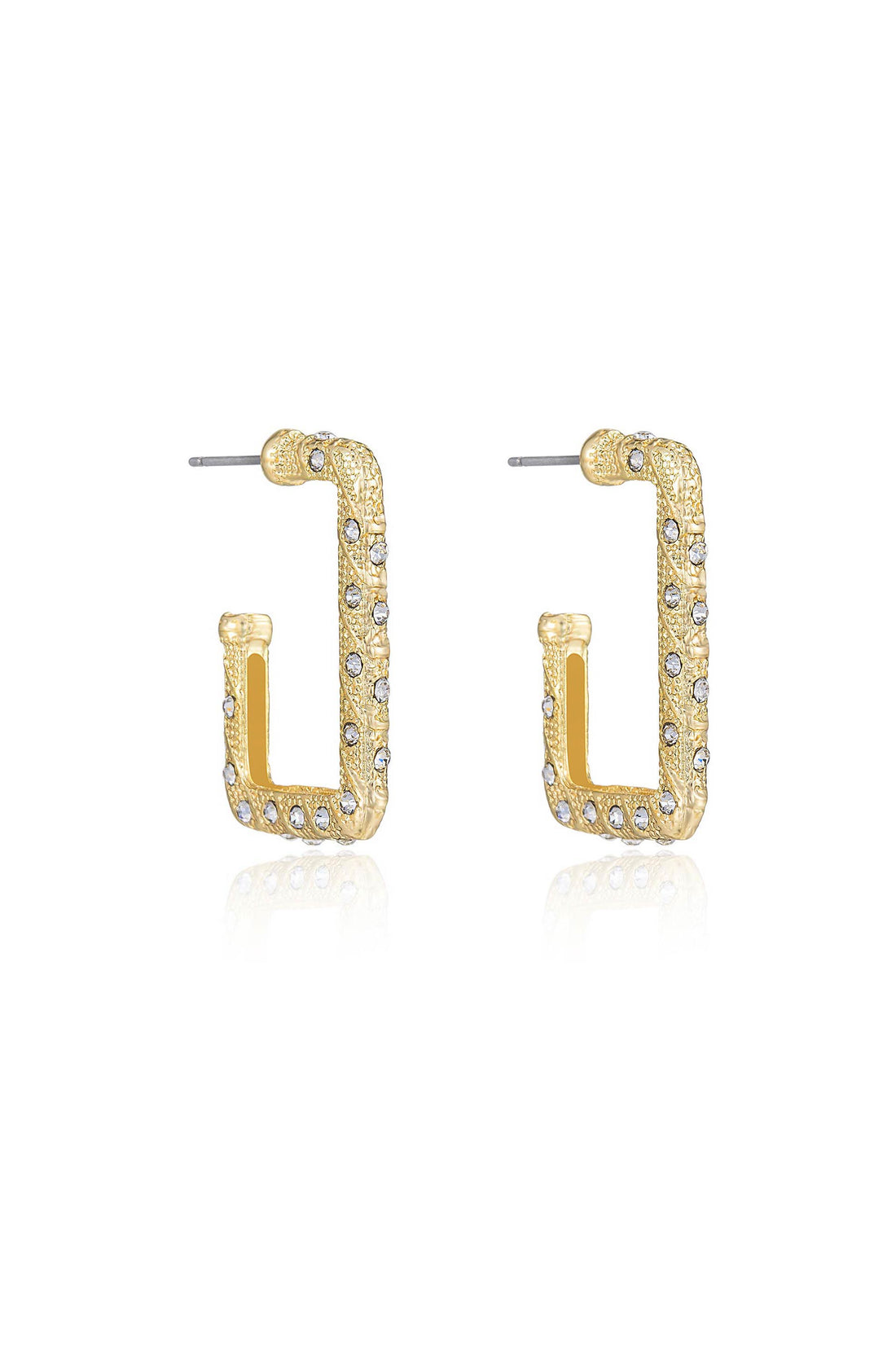 Crystal Studded 18k Gold Plated Rectangle Earrings – Ettika