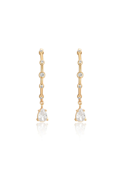Delicate Crystal Charm 18k Gold Plated Hoop Earrings front