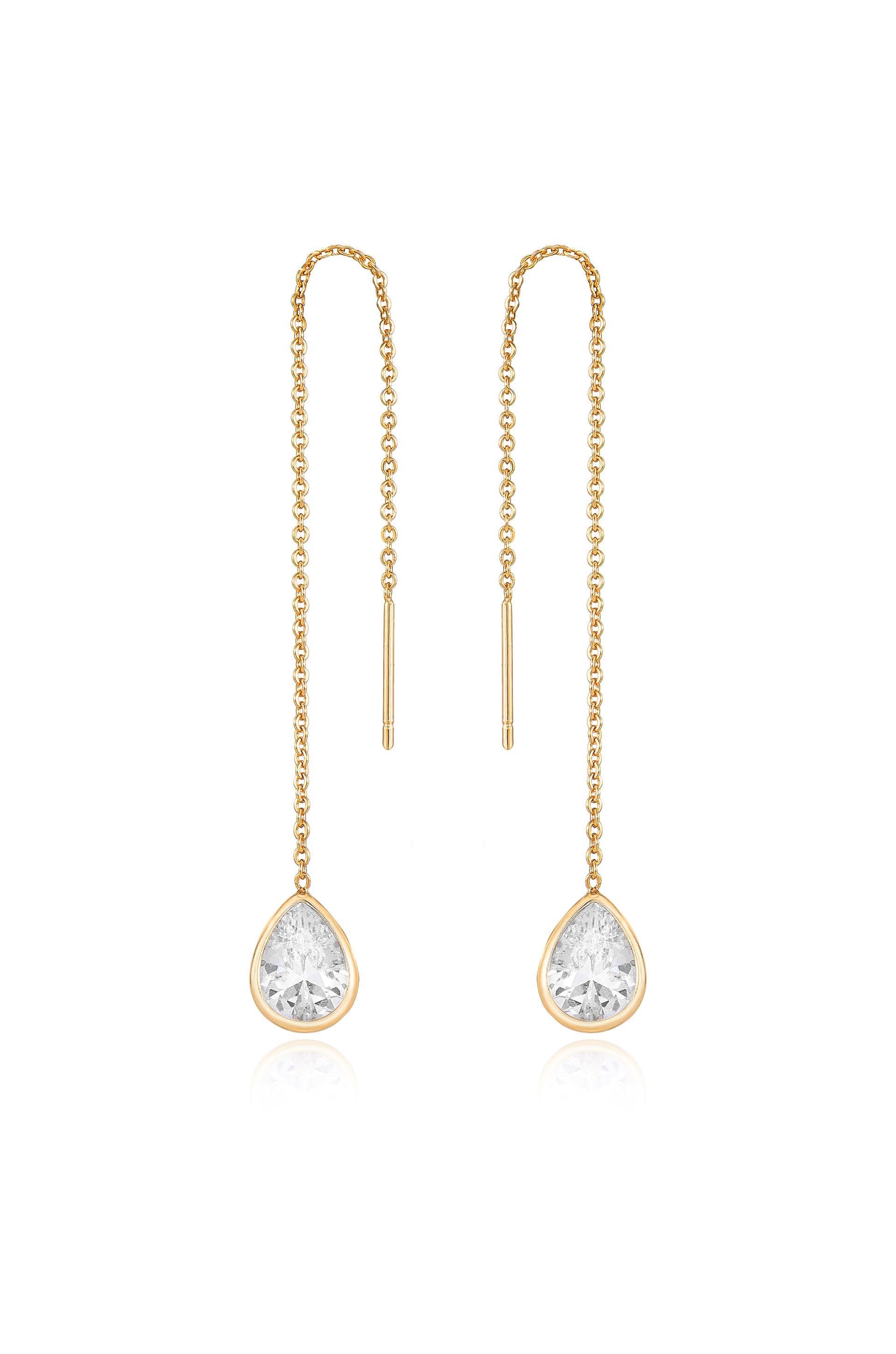 Barely There Chain and Crystal Dangle Earrings in clear