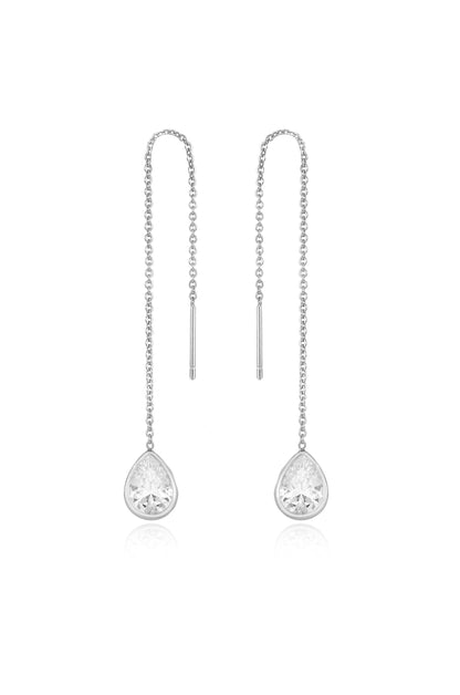 Barely There Chain and Crystal Dangle Earrings in rhodium