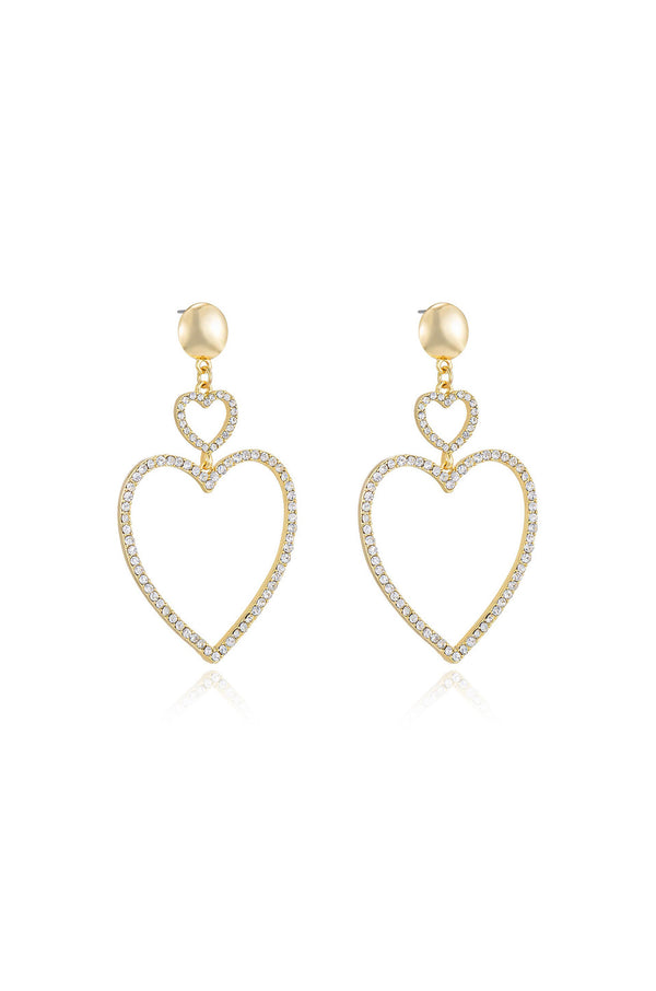 Double Heart Crystal Drop Earrings Second