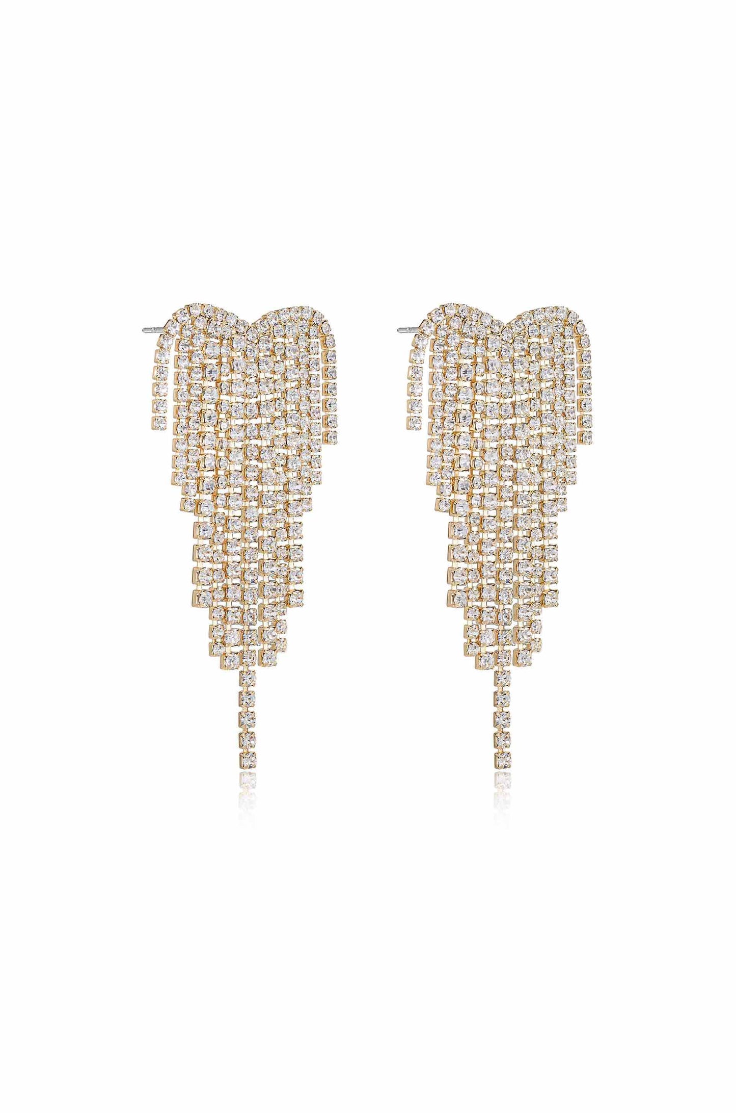 Gala Crystal Fringe 18k Gold Plated Earrings on white side view