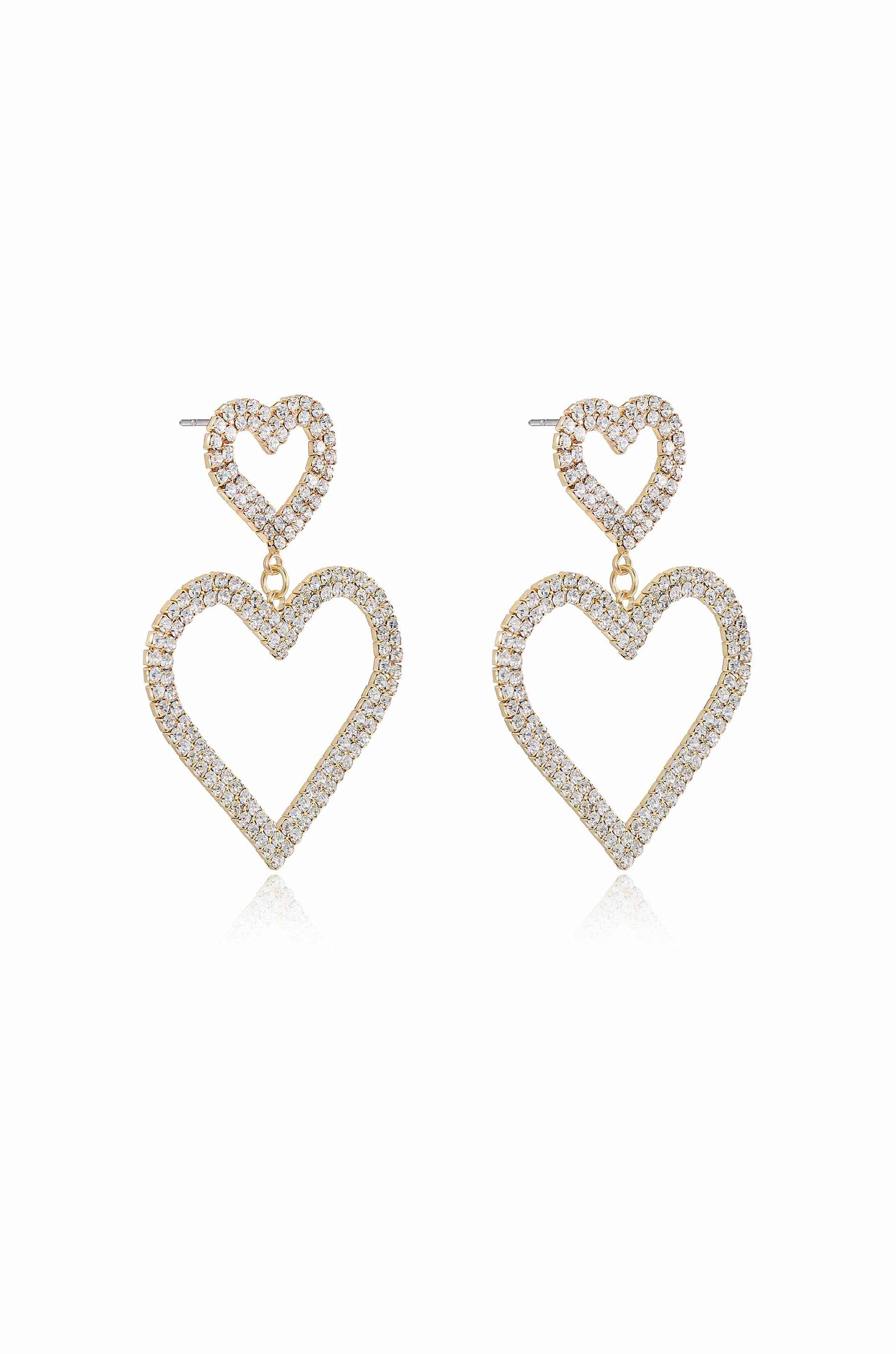 Double Trouble Heart Crystal Earrings side