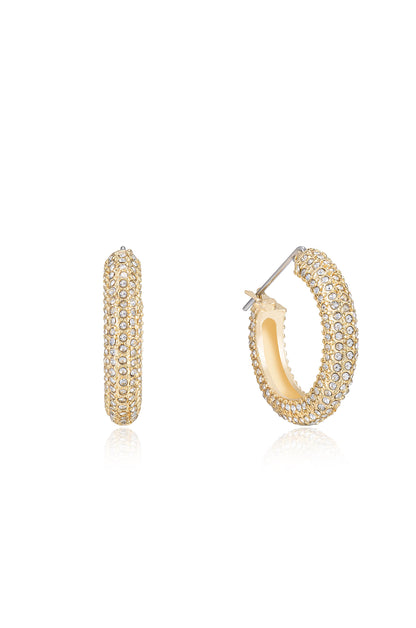 Sparkle Bits Mini Crystal 18k Gold Plated Hoops on white