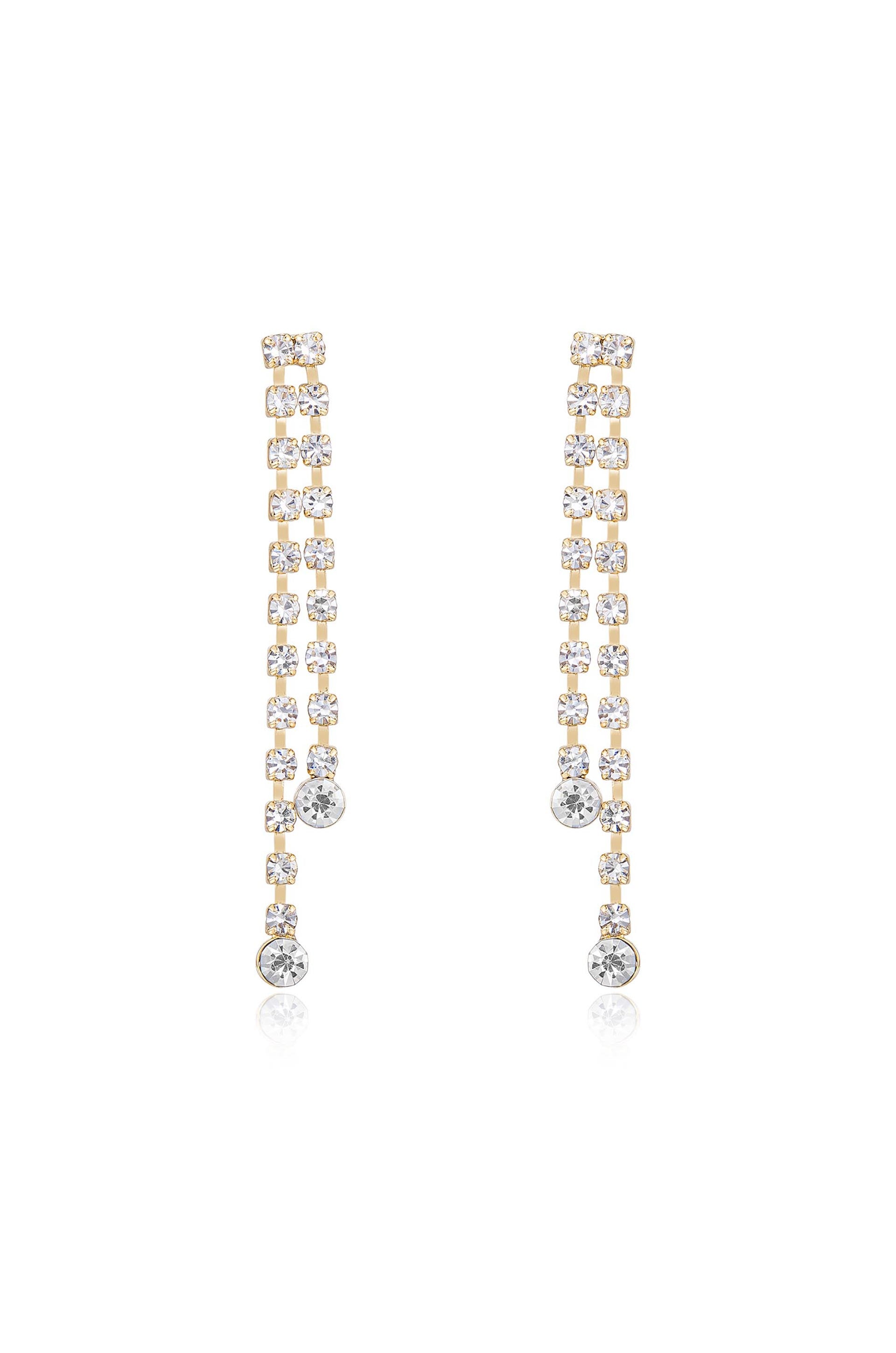Crystal Sun Shower 18k Gold Plated Dangle Earrings on white