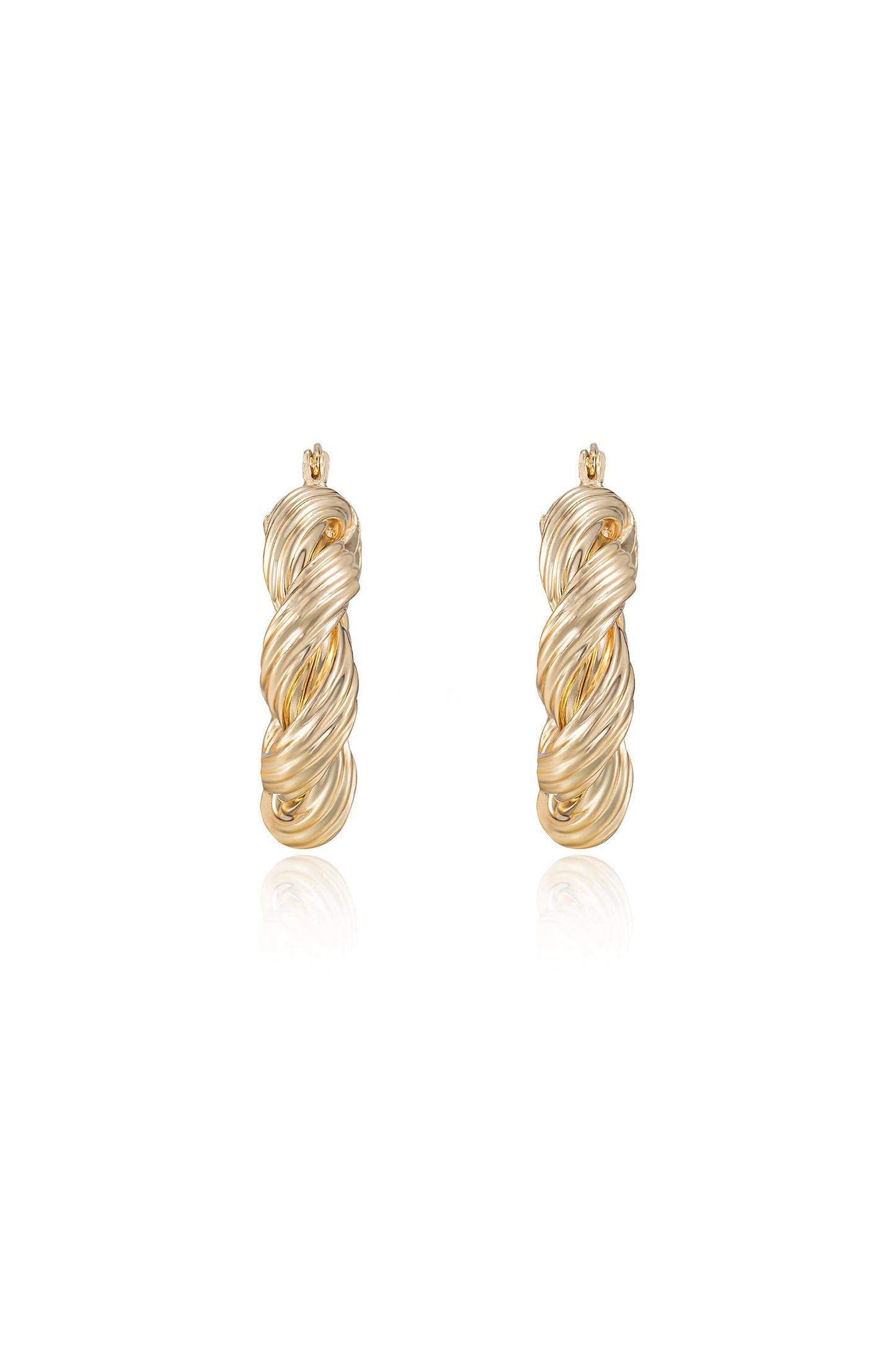 Modern Day 18k Gold Plated Twist Hoops front