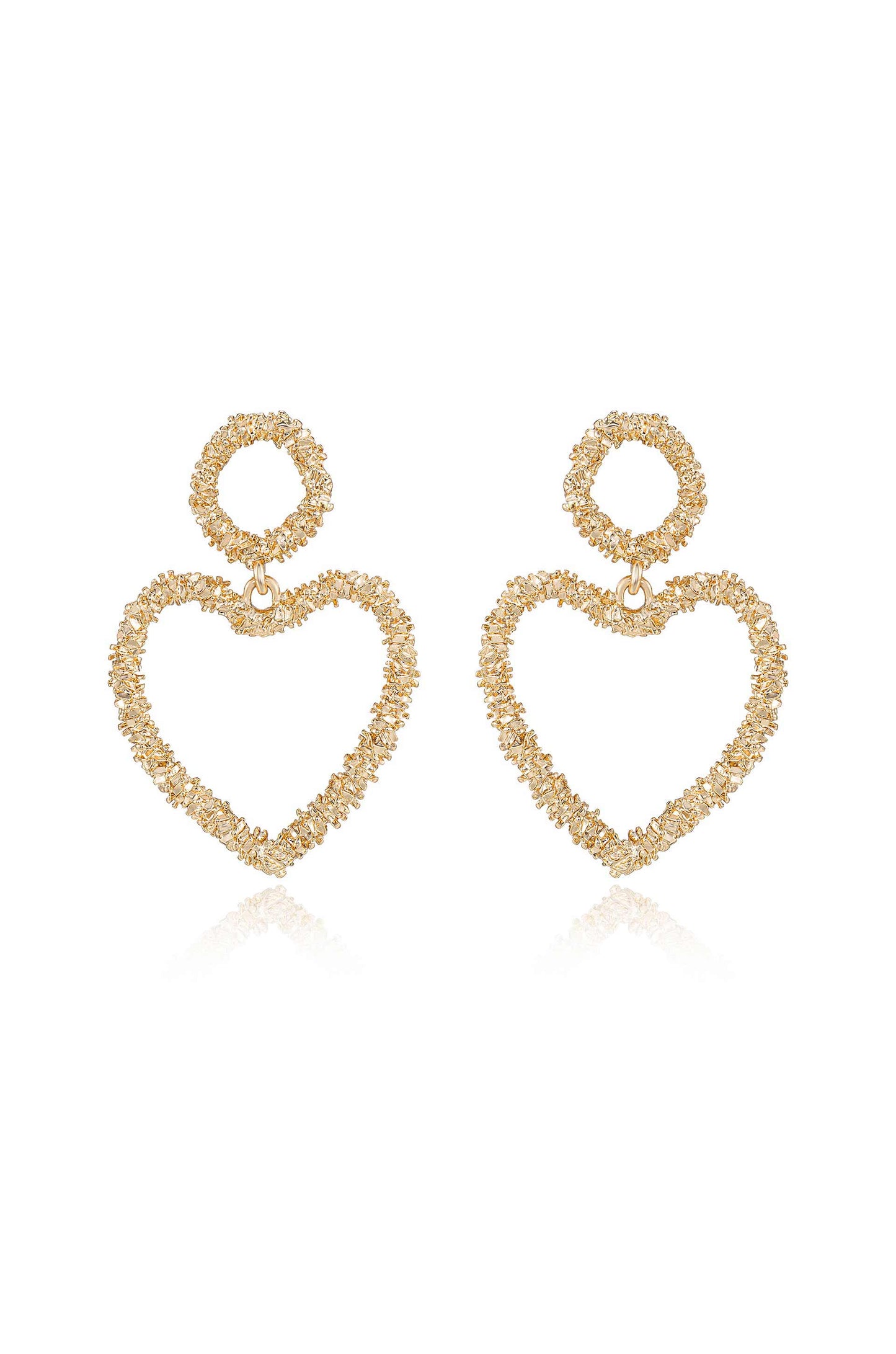 Last Love 18k Gold Plated Heart Earrings on white