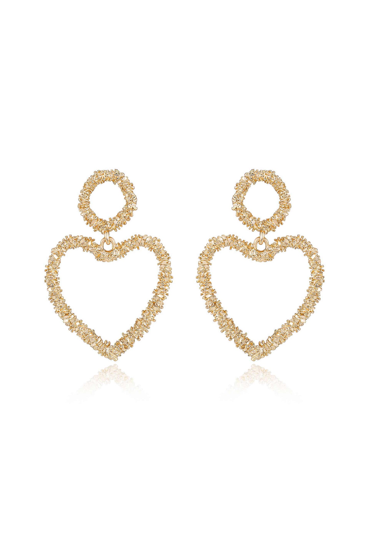 Last Love 18k Gold Plated Heart Earrings on white