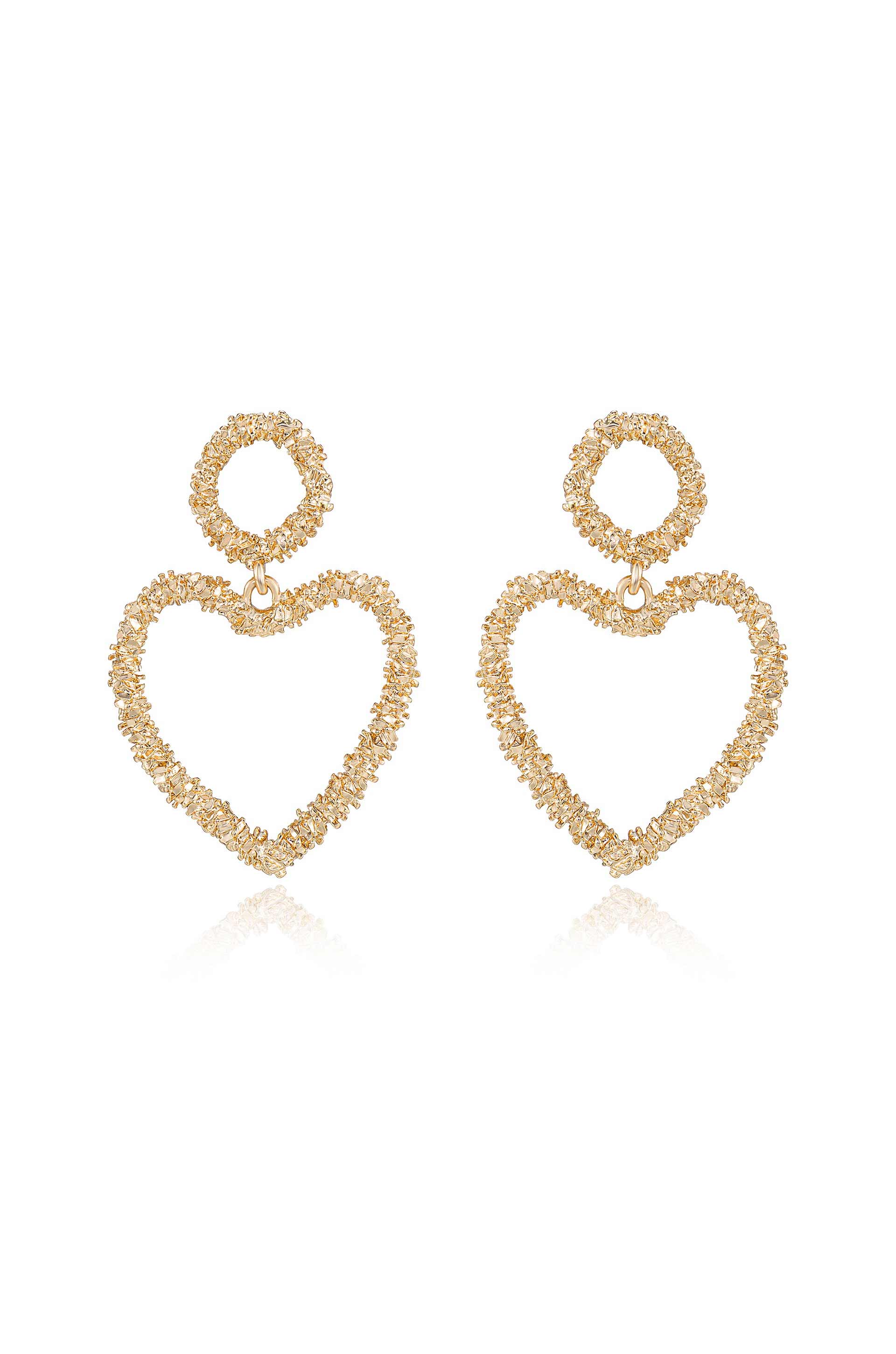 Last Love 18k Gold Plated Heart Earrings on white