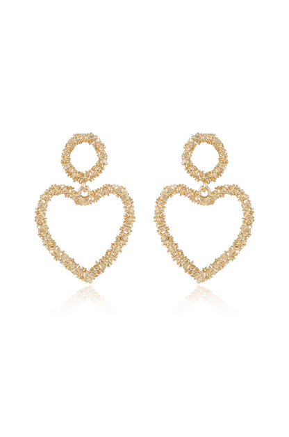 Last Love 18k Gold Plated Heart Earrings on white