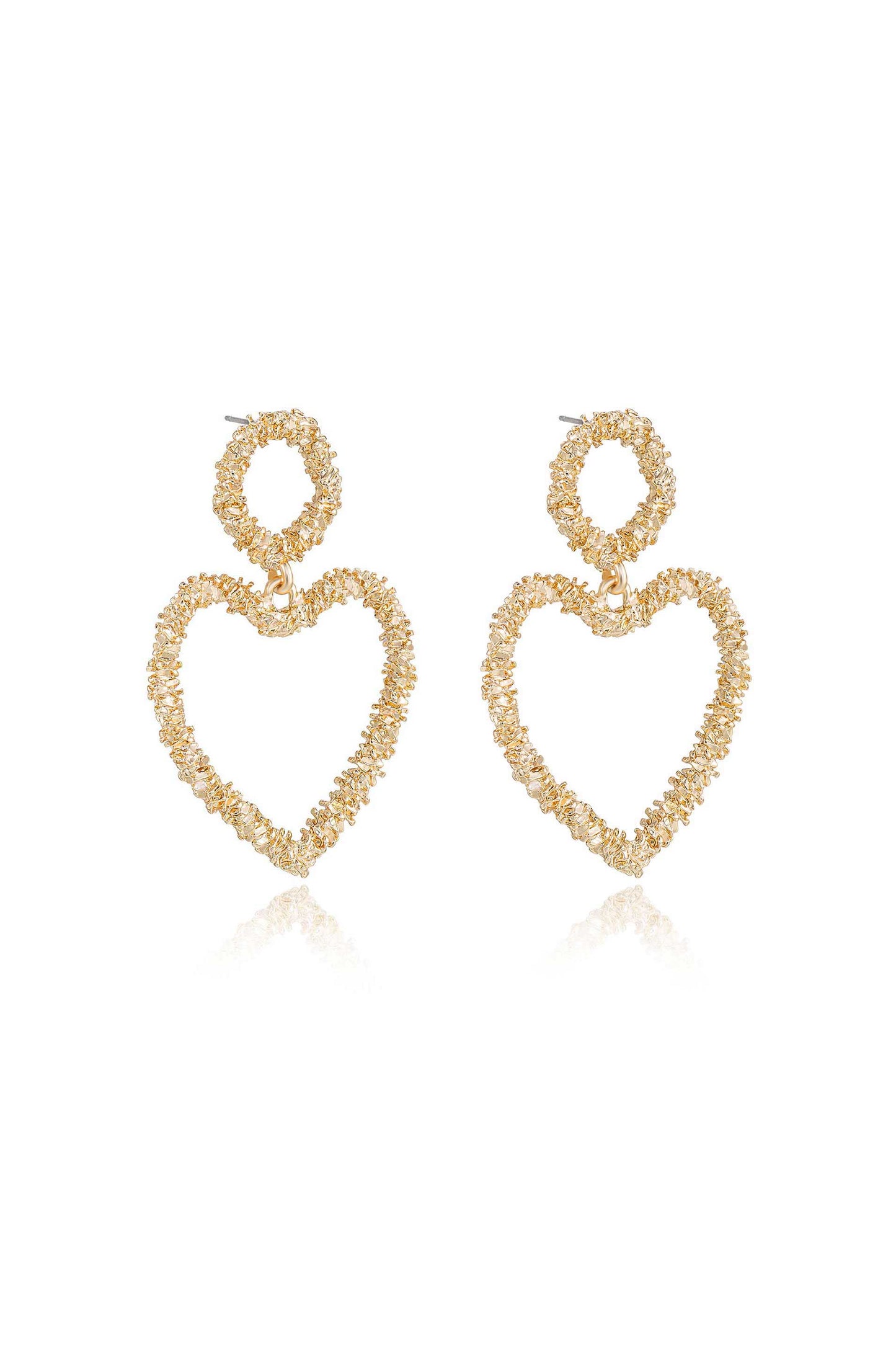 Last Love 18k Gold Plated Heart Earrings on white side view