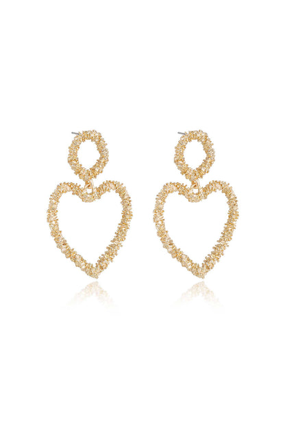 Last Love 18k Gold Plated Heart Earrings on white side view
