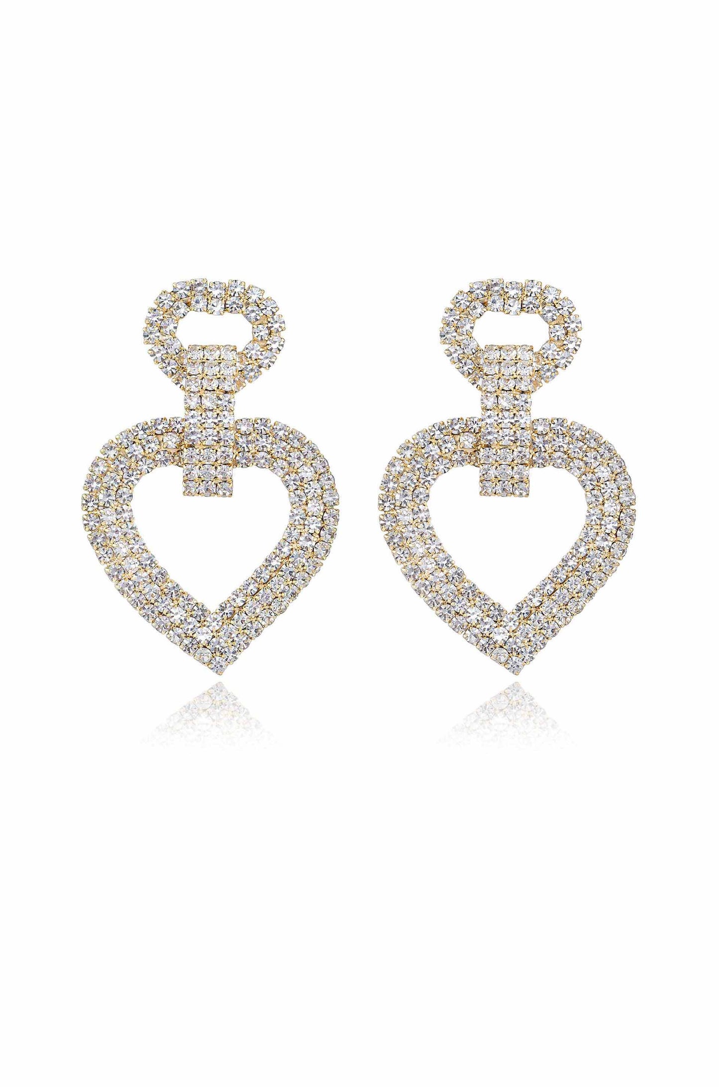 Dove Drop Heart Crystal 18k Gold Plated Earrings