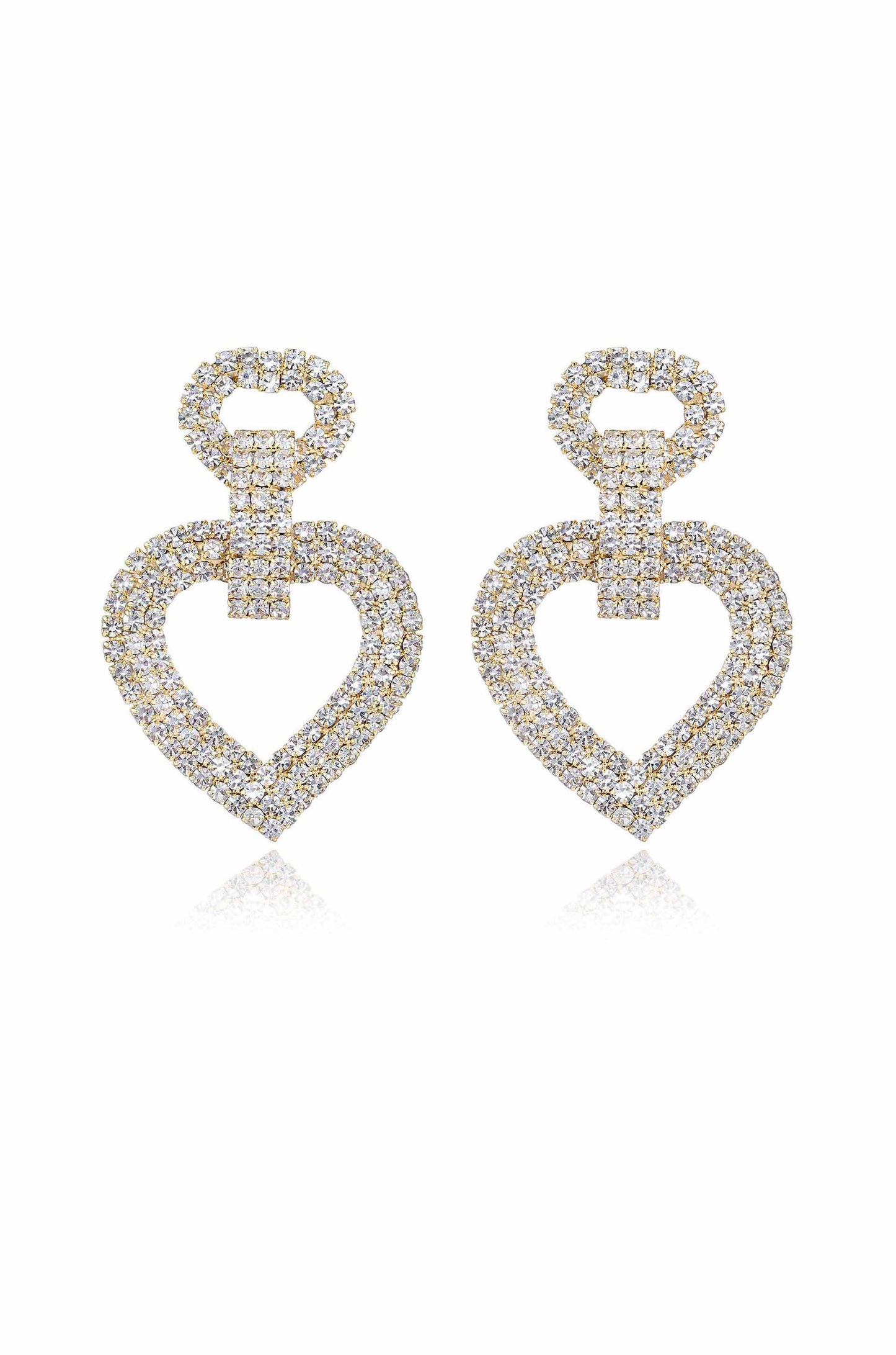 Dove Drop Heart Crystal 18k Gold Plated Earrings