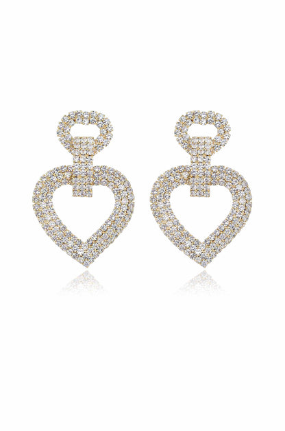 Dove Drop Heart Crystal 18k Gold Plated Earrings