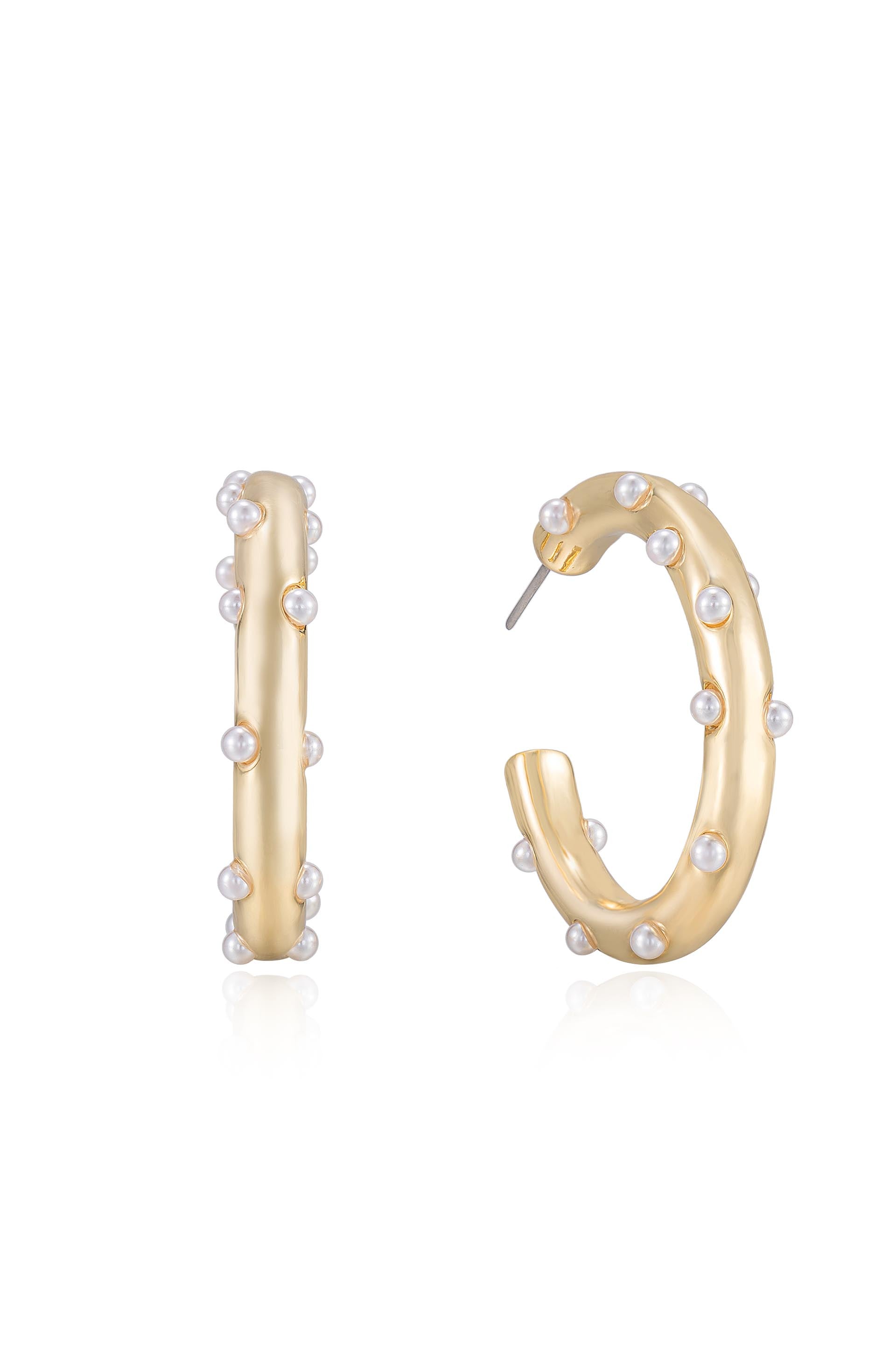 Spotted Pearl 18k Gold Plated Hoop Earrings