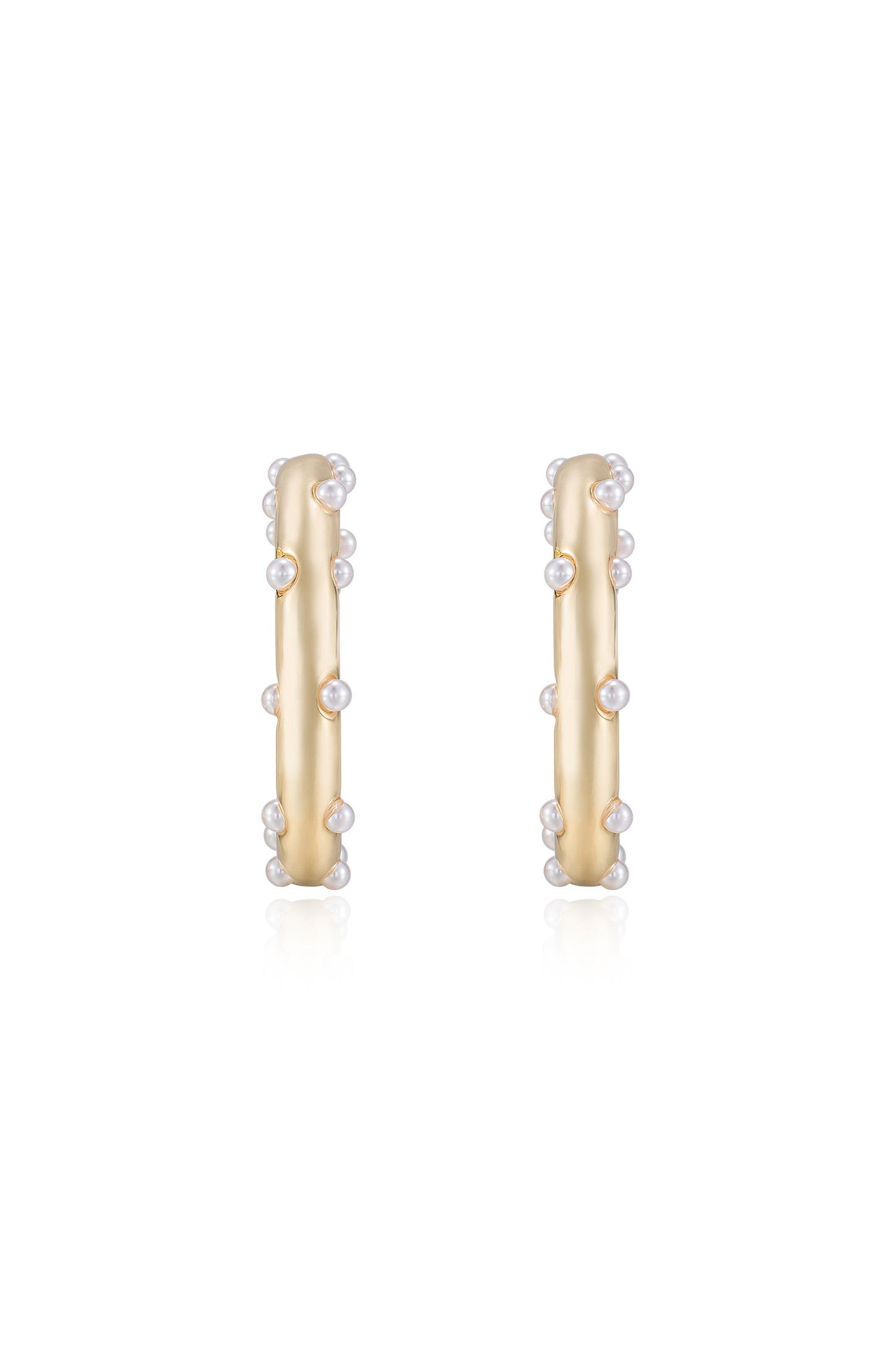 Spotted Pearl 18k Gold Plated Hoop Earrings front
