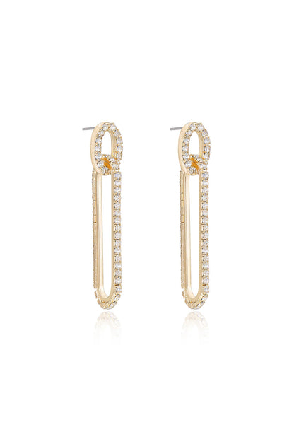 Crystal Paperclip 18k Gold Plated Earrings side view