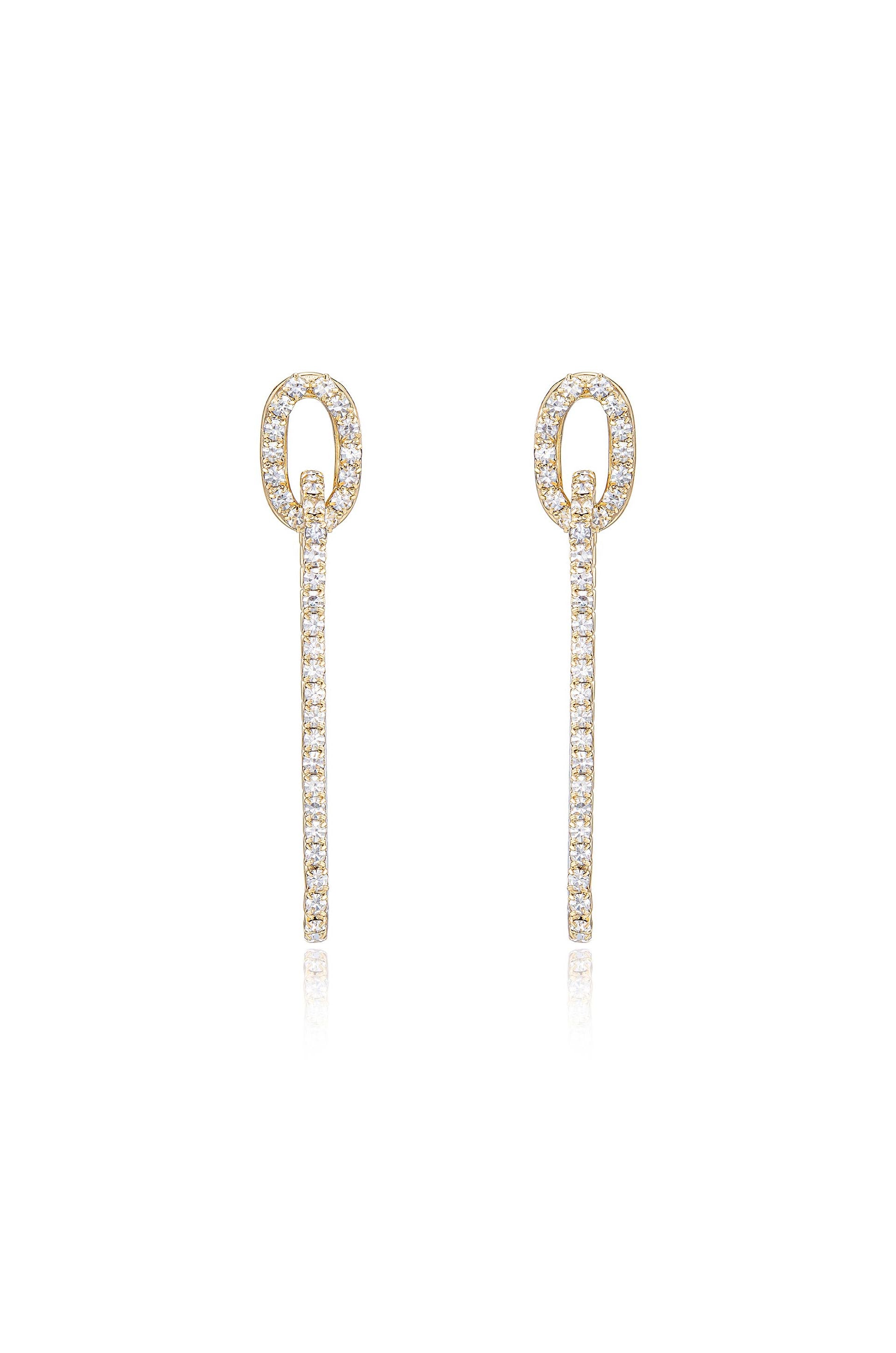 Crystal Paperclip 18k Gold Plated Earrings