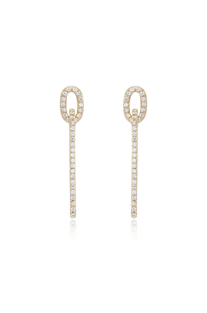 Crystal Paperclip 18k Gold Plated Earrings