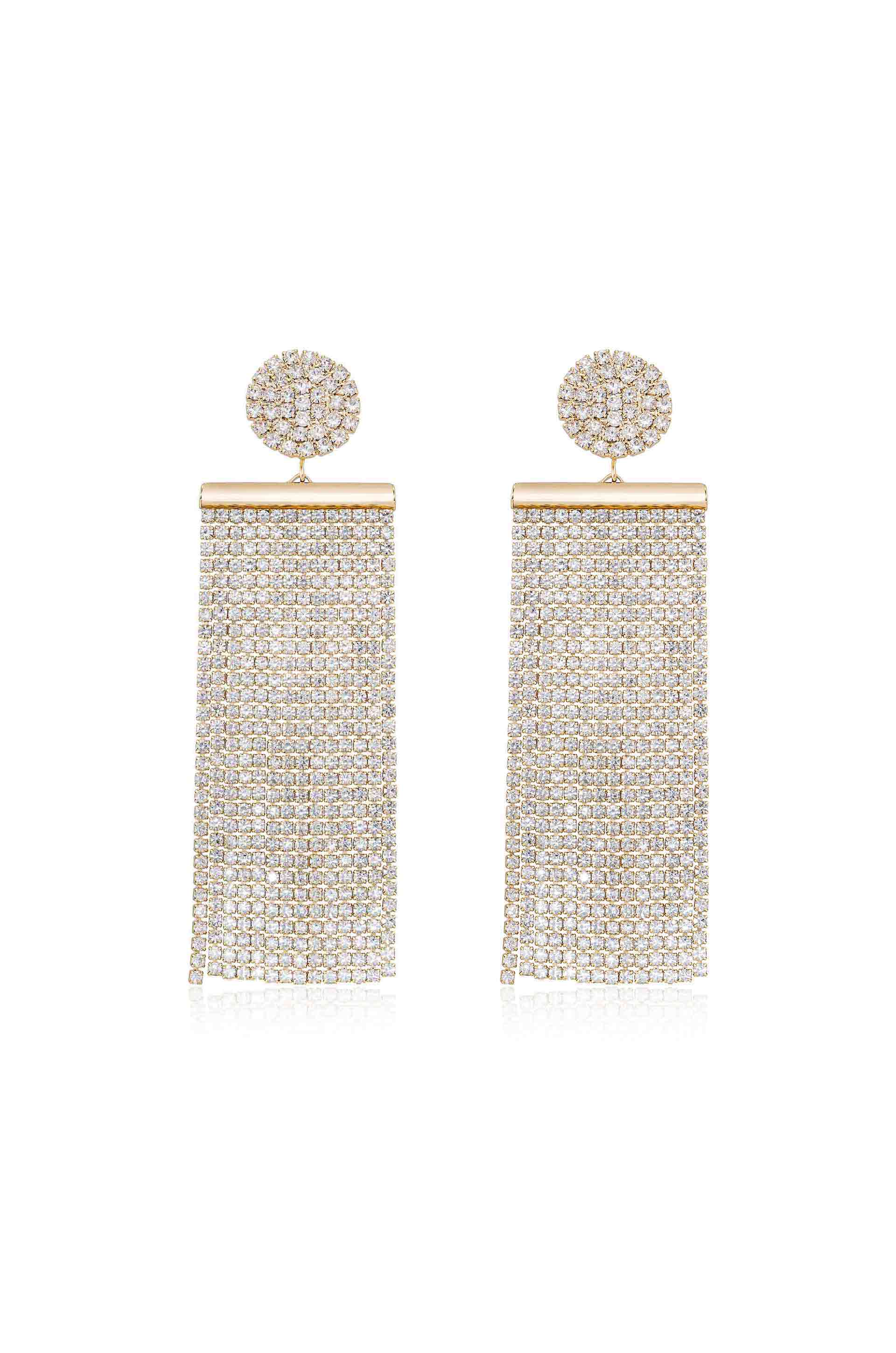 All the Movement Crystal Fringe 18k Gold Plated Earrings
