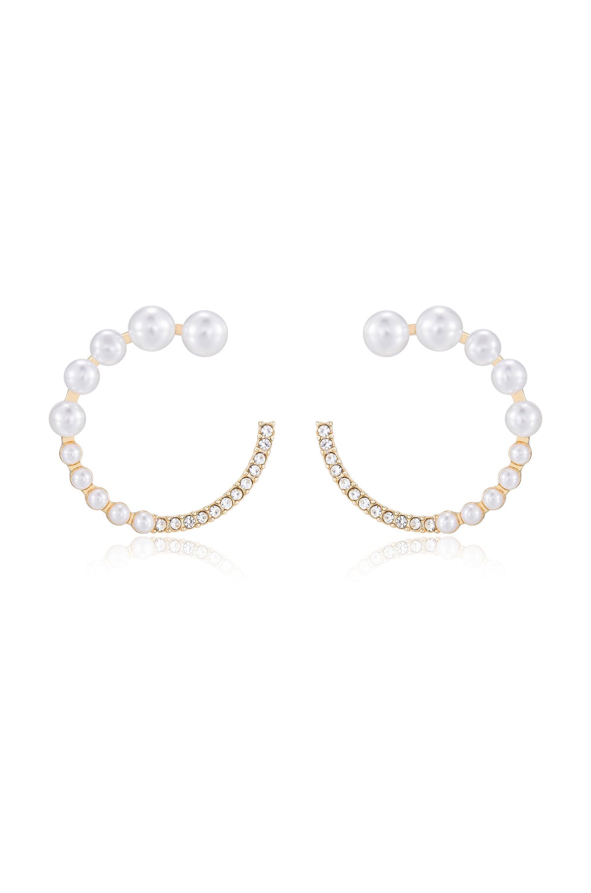 Chic Pearl Crystal Open Circle Earrings