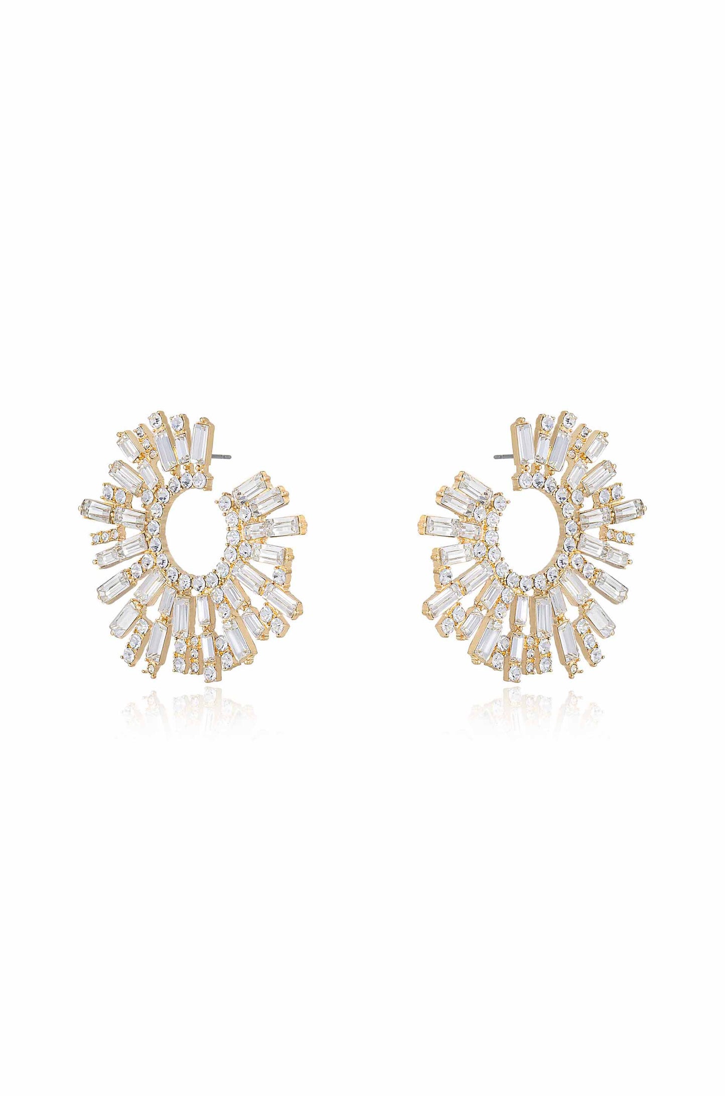 Opulent Crystal Stardust 18k Gold Plated Open Circle Earrings side