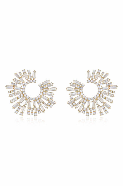 Opulent Crystal Stardust 18k Gold Plated Open Circle Earrings