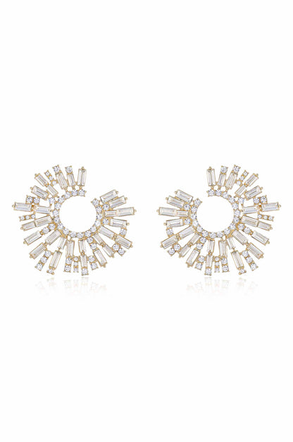 Opulent Crystal Stardust 18k Gold Plated Open Circle Earrings