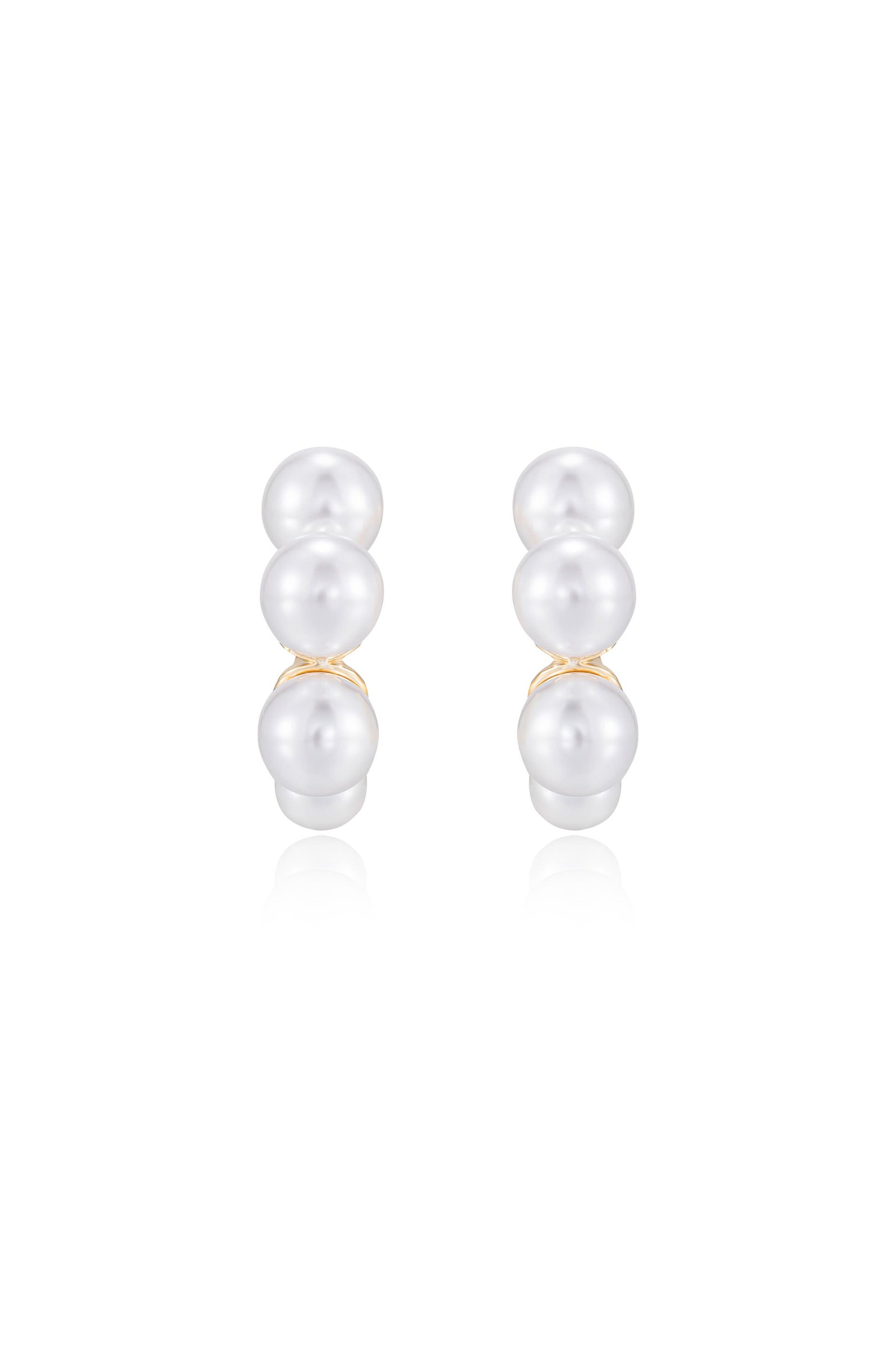 Five Point Pearl 18k Gold Plated Hoop Earrings front
