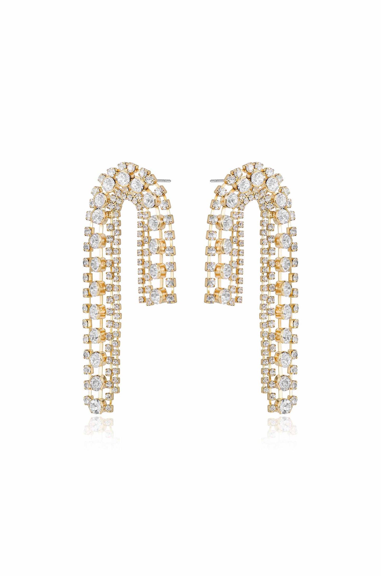 Crystal Arch Chain 18k Gold Plated Statement Earrings