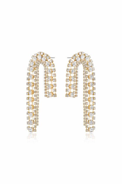 Crystal Arch Chain 18k Gold Plated Statement Earrings