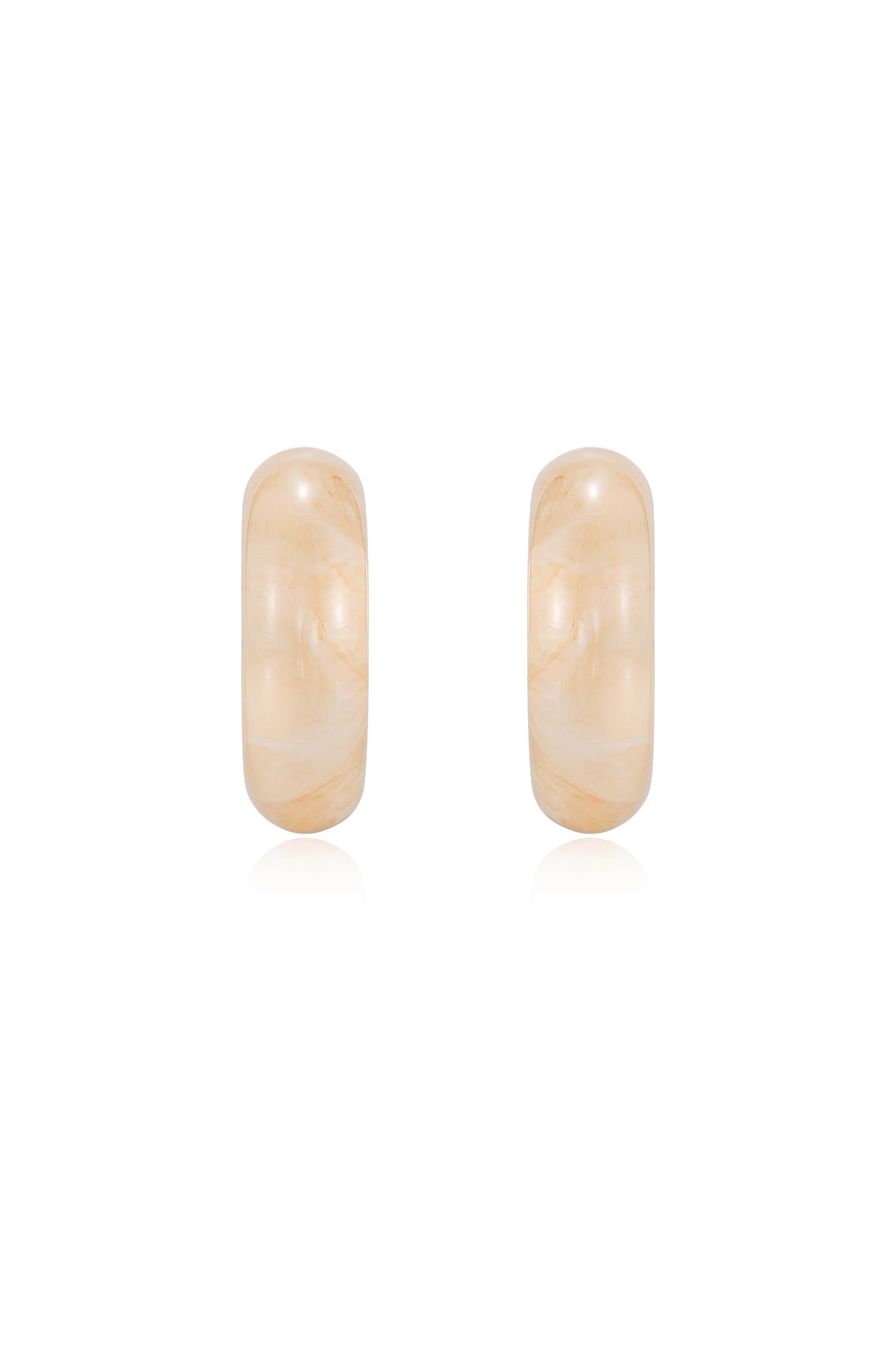 Beige Resin & Pearl Chunky Hoops front