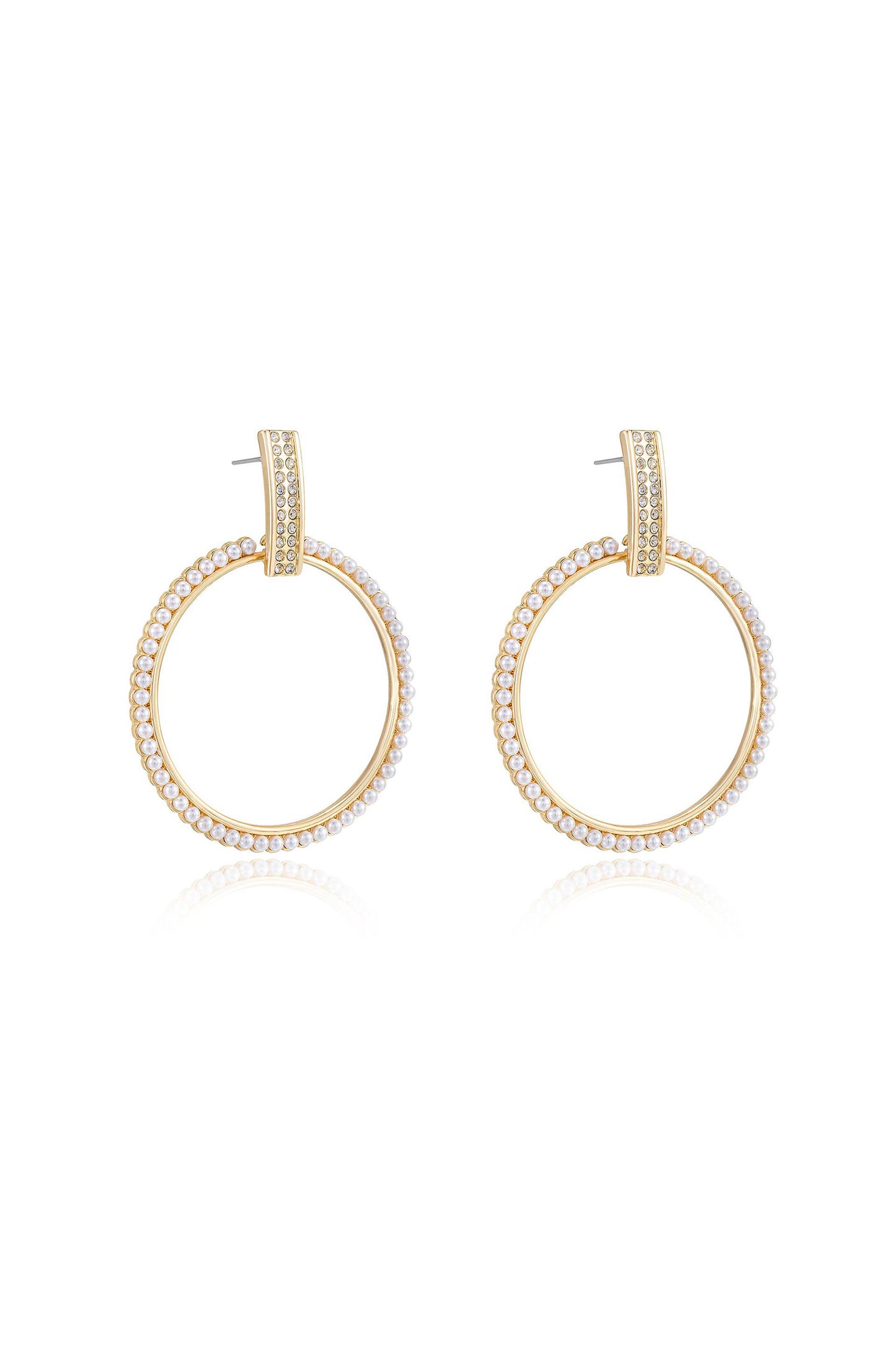 Classic Crystal Round 18k Gold Plated Earrings side