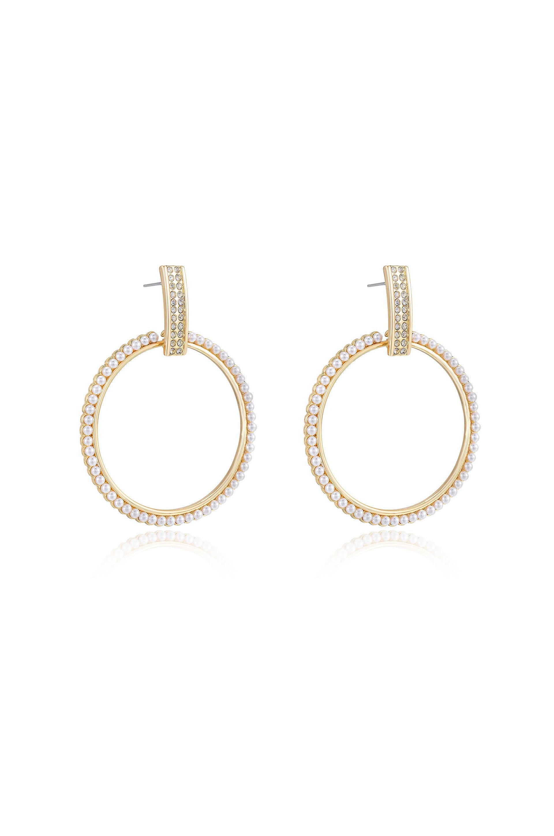 Classic Crystal Round 18k Gold Plated Earrings side