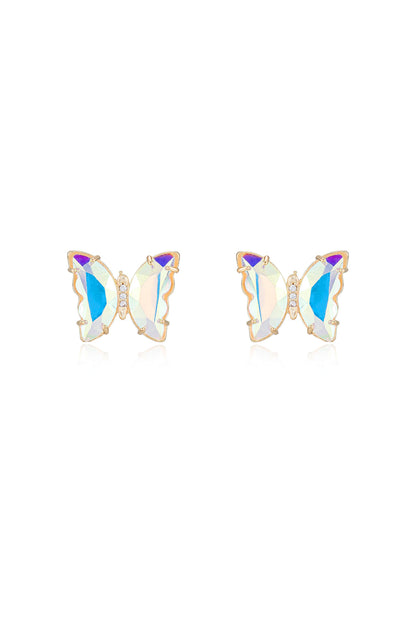 Flutter Away Crystal 18k Gold Plated Earrings in clear